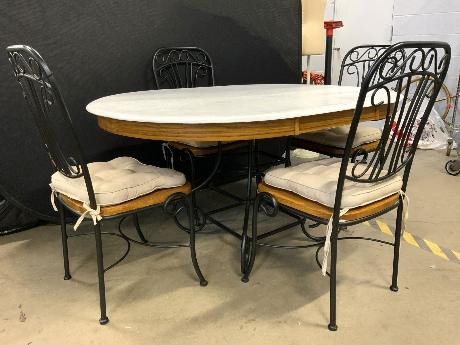 Set 5 Metal & Wooden Dining Table W Chairs (1 of 10)