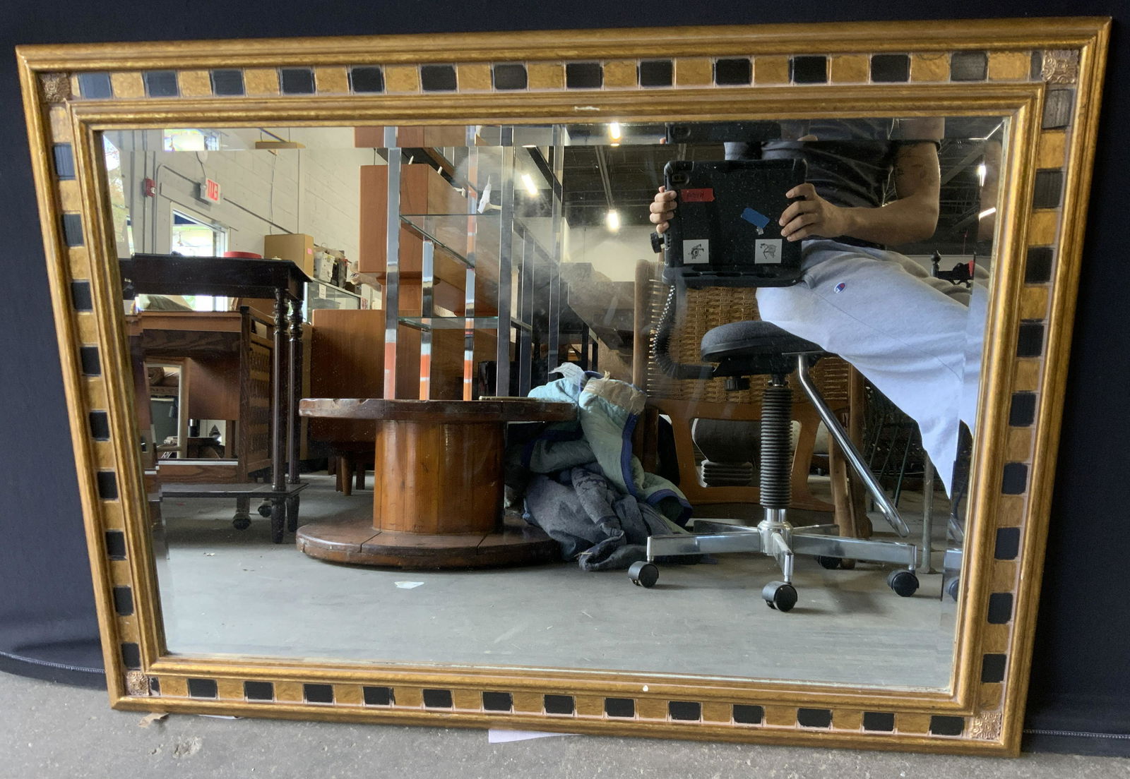 Gold Toned Wood Mirror (1 of 5)