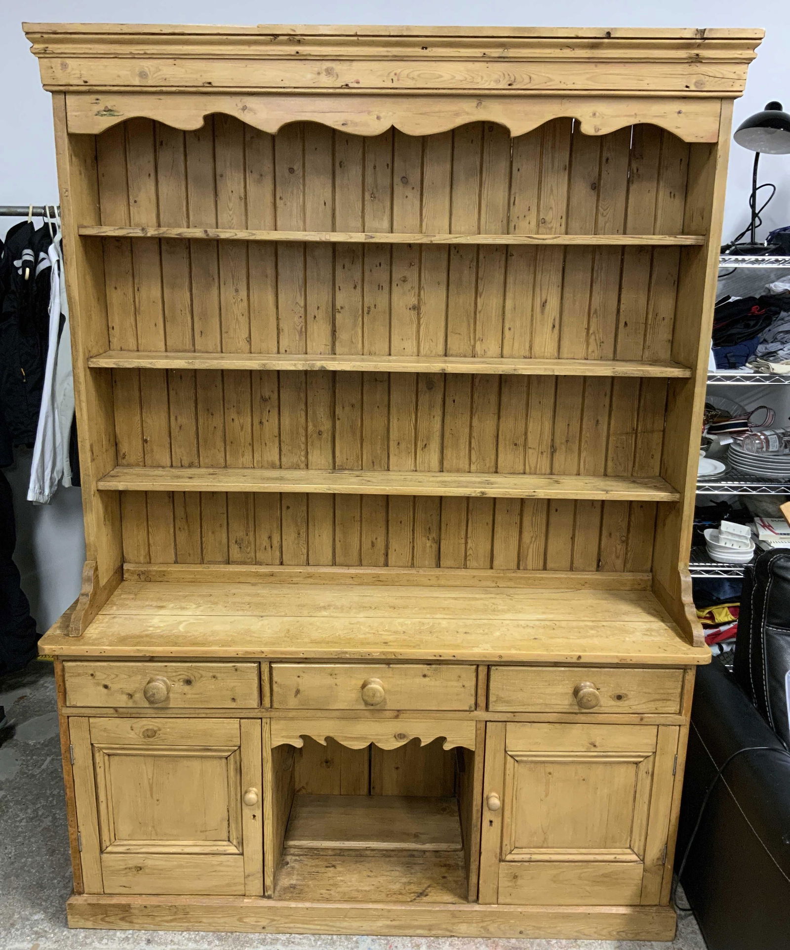 Antique Hand Crafted Pine Hutch Buffet (1 of 8)