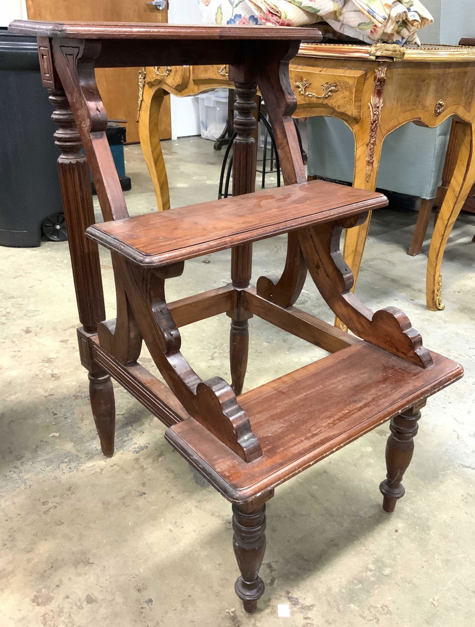 Vintage Carved Wooden Library Steps (1 of 8)