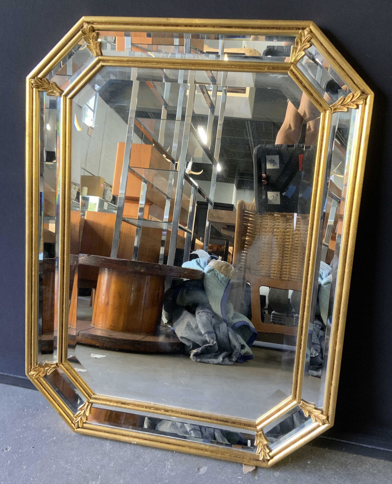 Gold Toned Wood Mirror (1 of 4)