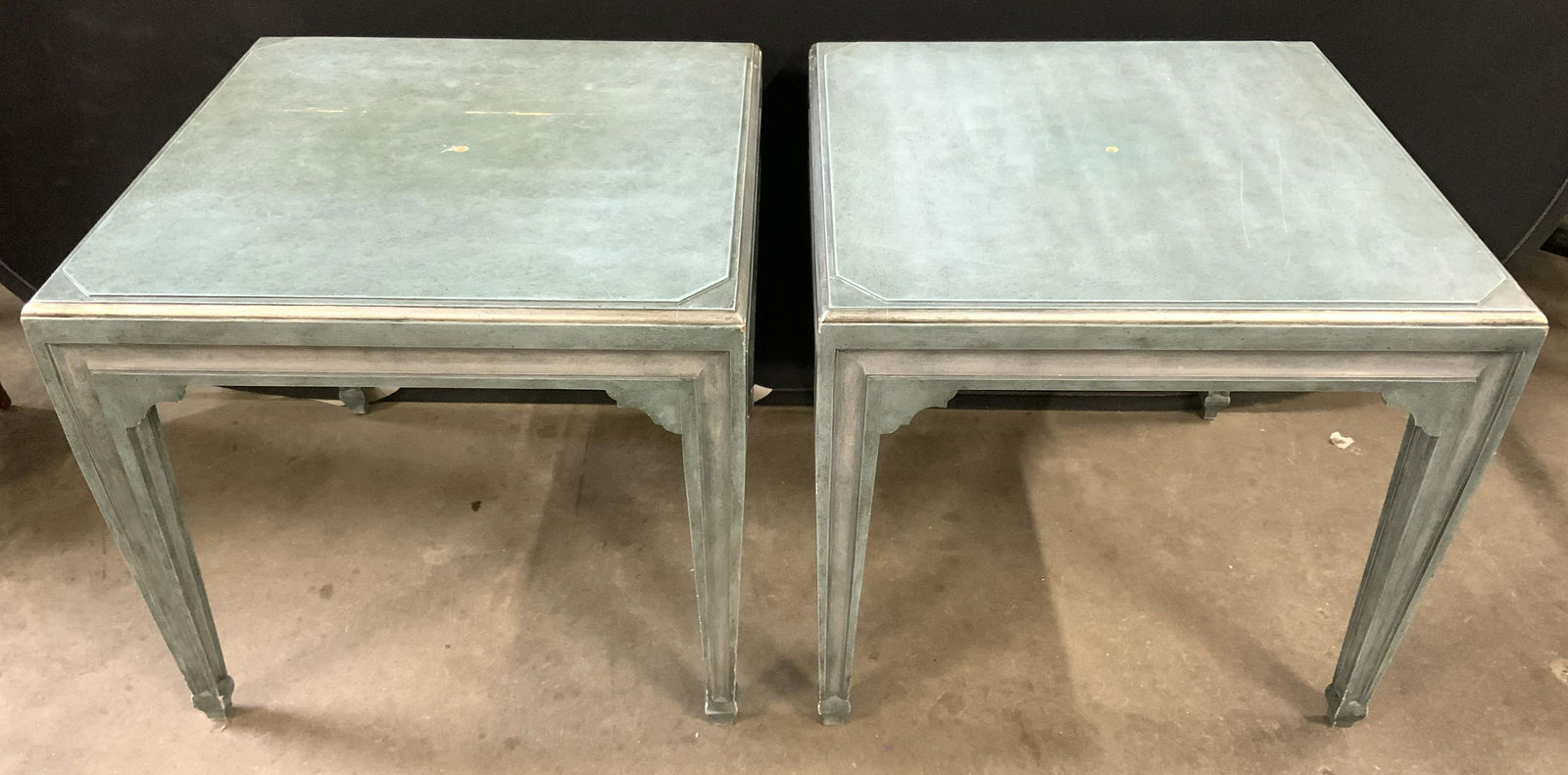 Lot 2 Blue & Silver Toned Wooden Side Tables (1 of 10)