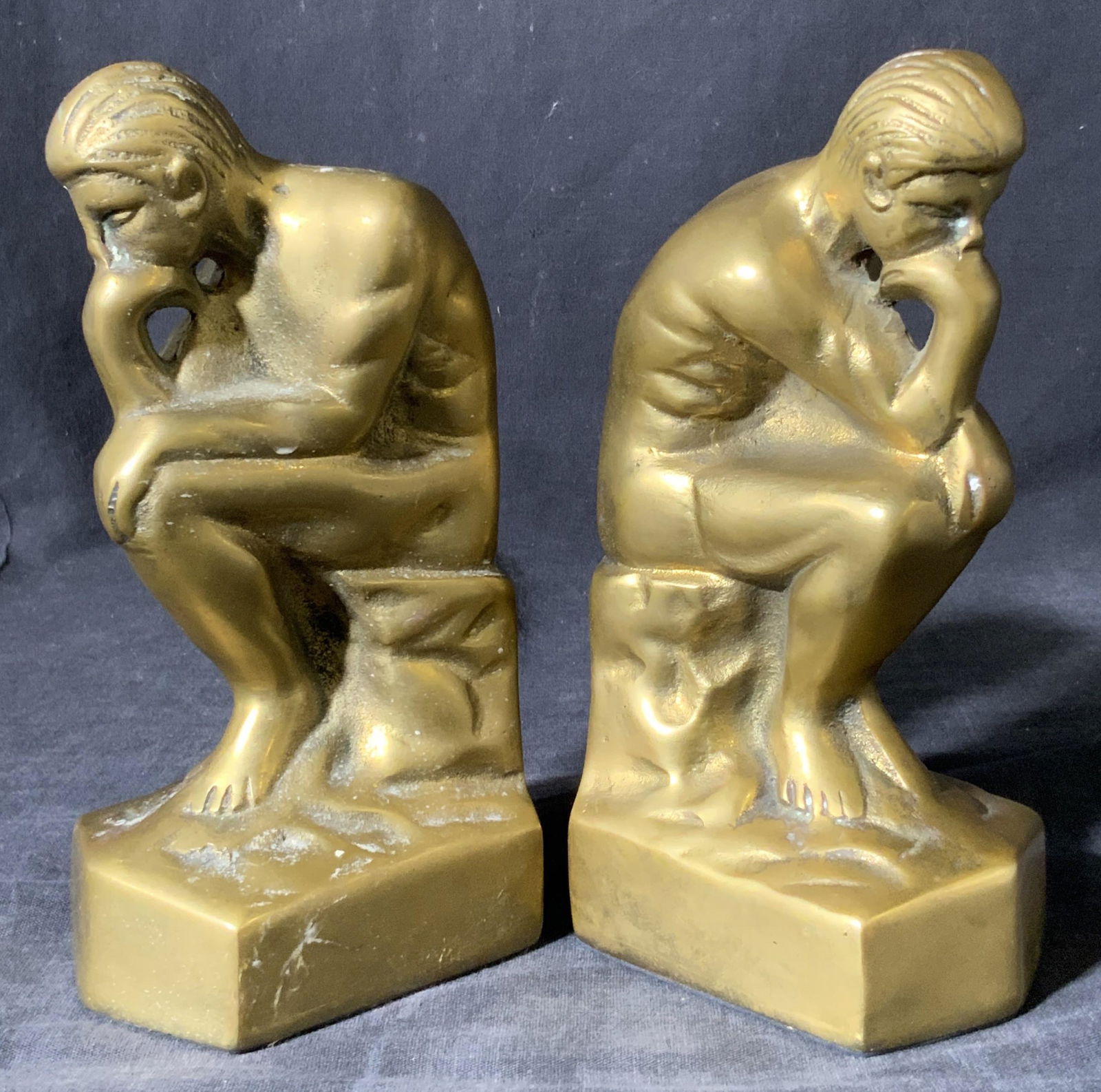 Pair of Brass The Thinker Bookends, Korea (1 of 5)