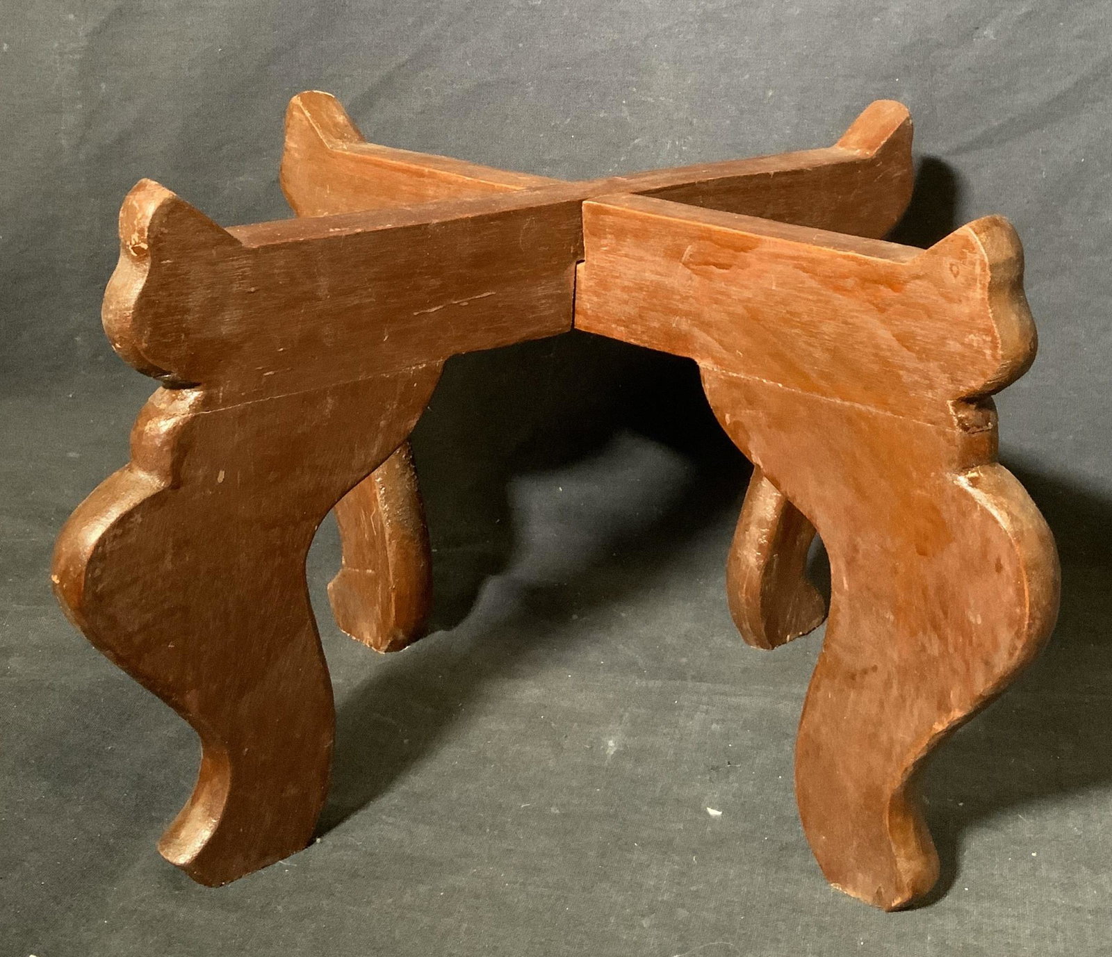 Vintage Wood Planter Stand: Vintage Wood Planter Stand, can be disassembled into two piece, measures 12 5/8 w x 13 1/2 l x 8 h inches, wear consistent with age and use. Wood furniture, home furnishings, home decor, plant stand, 