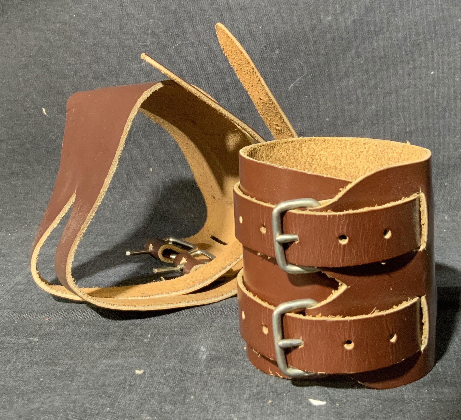 Wide Brown Leather Cuff Bracelets (1 of 4)