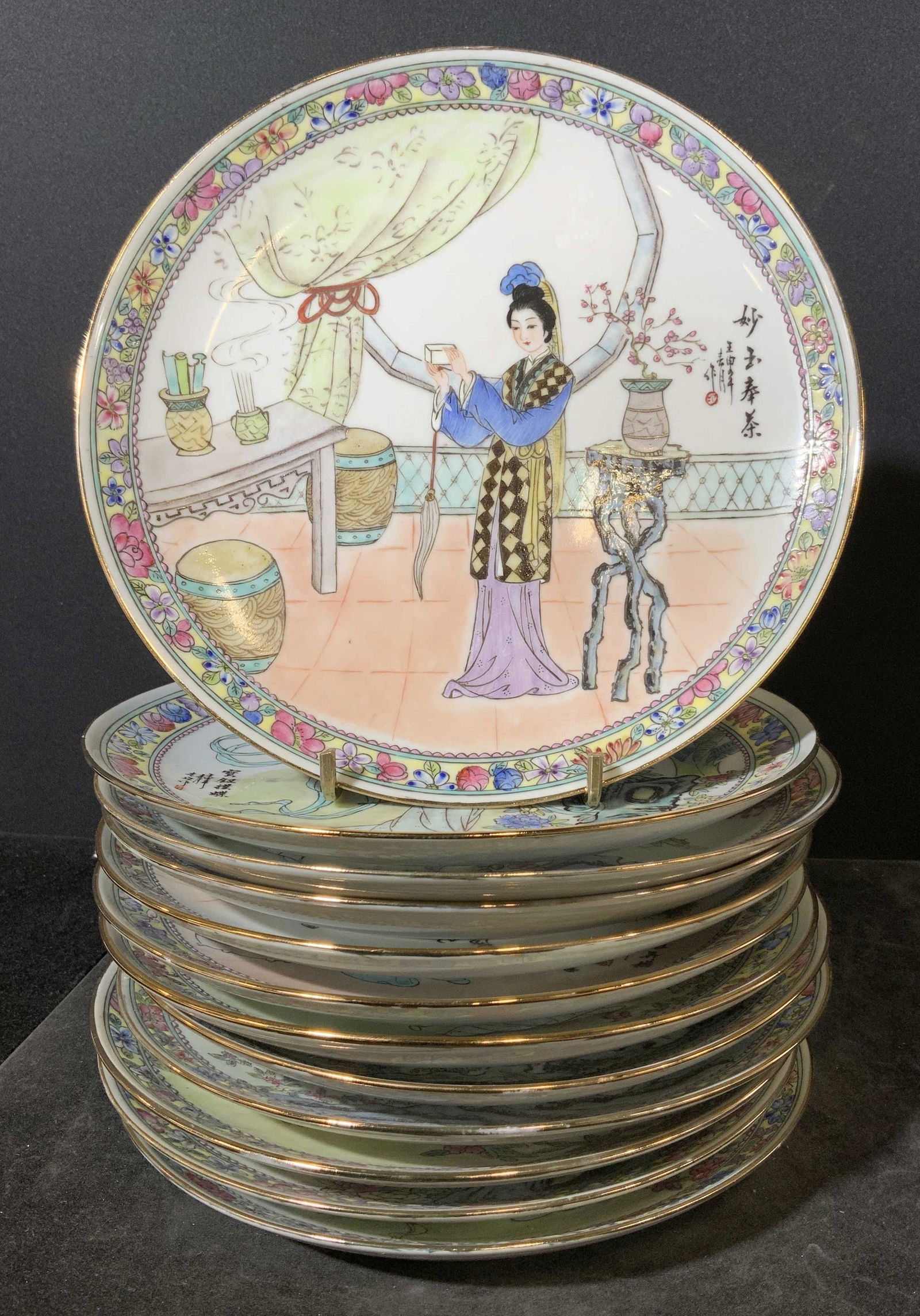Hand Painted Ceramic Asian Plates (1 of 7)