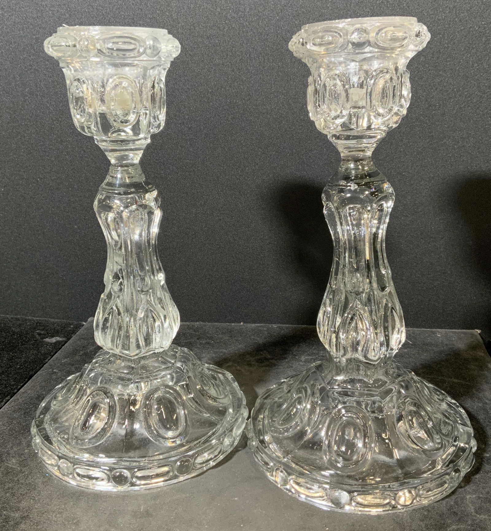 Pair VALLÉRYSTHAL Cut Glass Candlestick Holders (1 of 7)