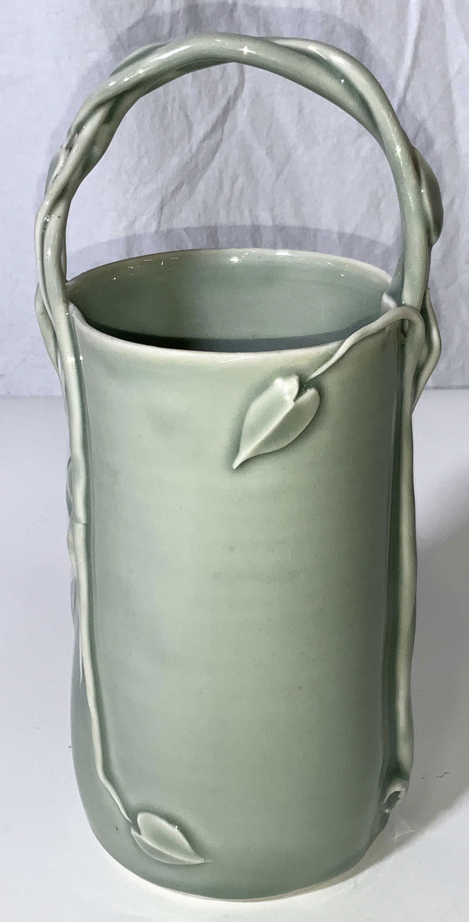 Signed Ceramic Nature Inspired Vessel w Handle (1 of 6)