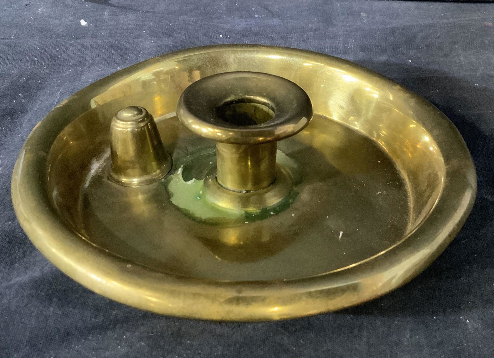 Antique Brass Candlestick Holder w/ Snuffer (1 of 5)