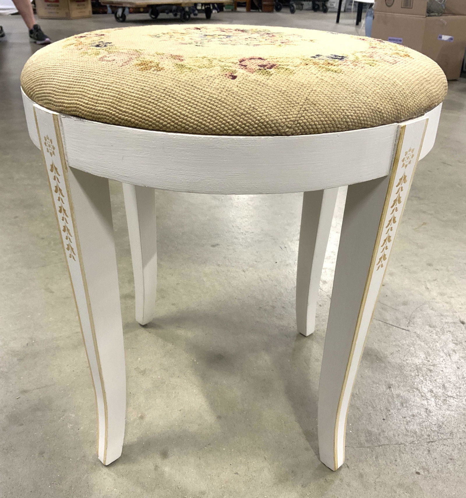 Vintage Wooden Needlepoint Top Stool (1 of 8)