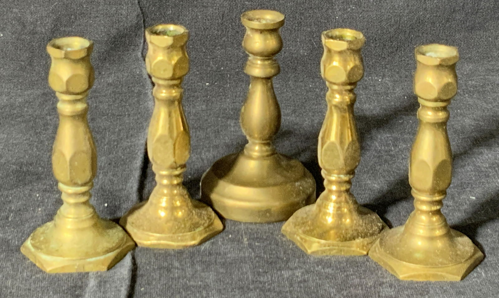 Lot 5 Vintage Miniature Brass Candlesticks (1 of 7)