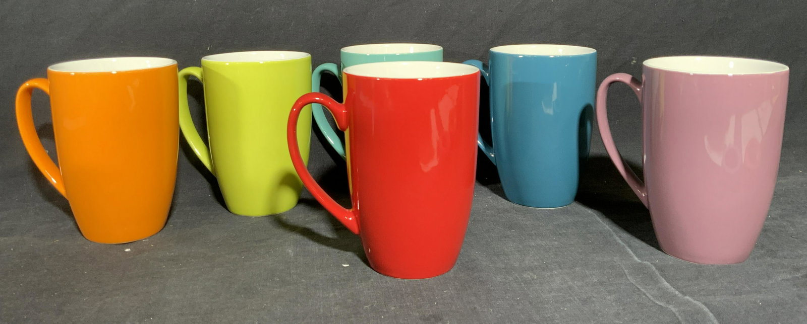 Certified International Tall Colorful Coffee mugs: Certified International Tall Colorful Coffee Mugs, Sticker to underside reads CERTIFIED INTERNATIONAL, diameter measures 3 3/4 inches, 5 1/2 inches tall, 5 3/4 inches in total width, New Old Stock Cer