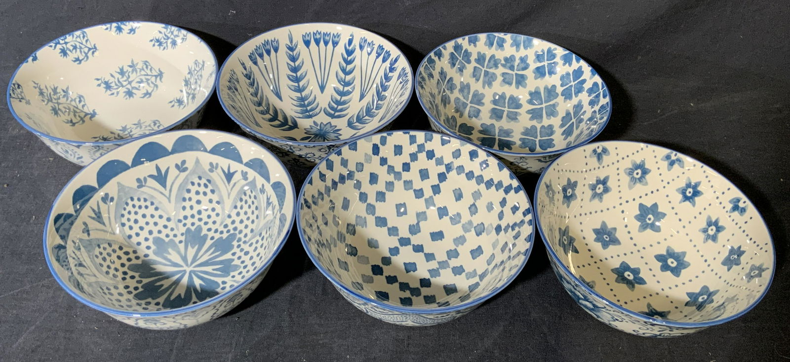 Lot 6 Certified International Blue Patterned Bowls (1 of 7)