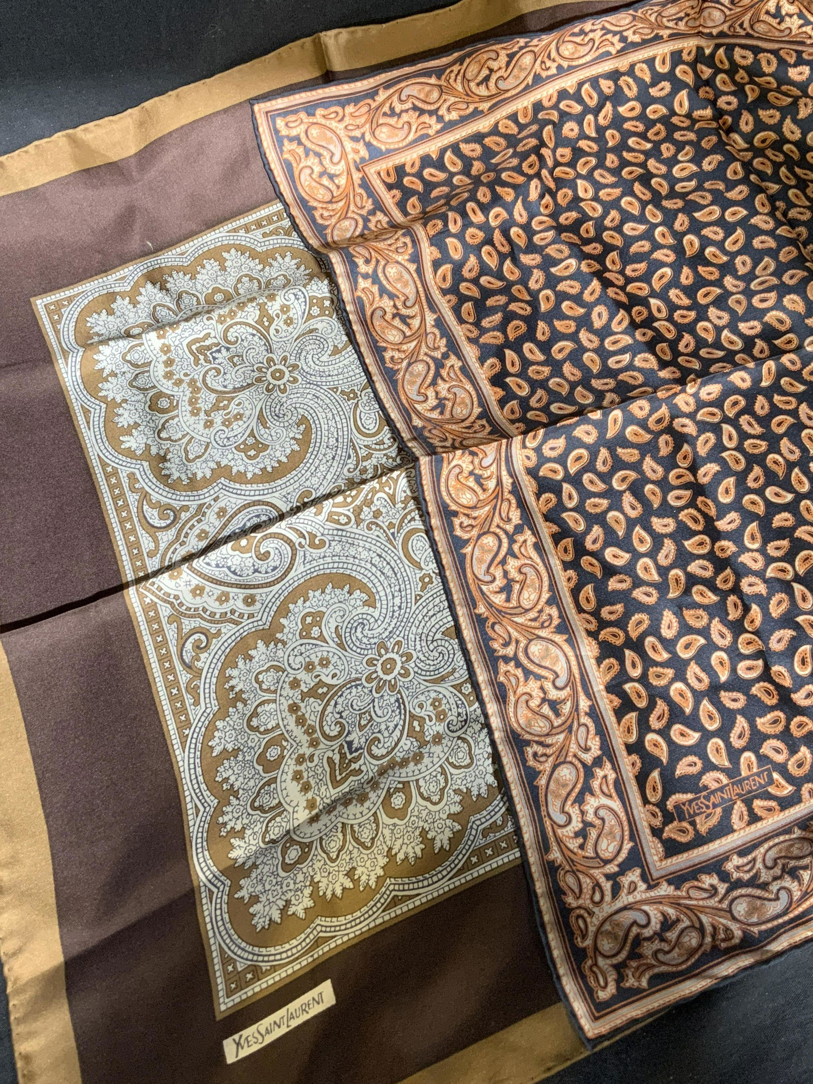 YVES SAINT LAURENT Hand Rolled Silk Handkerchief (1 of 5)