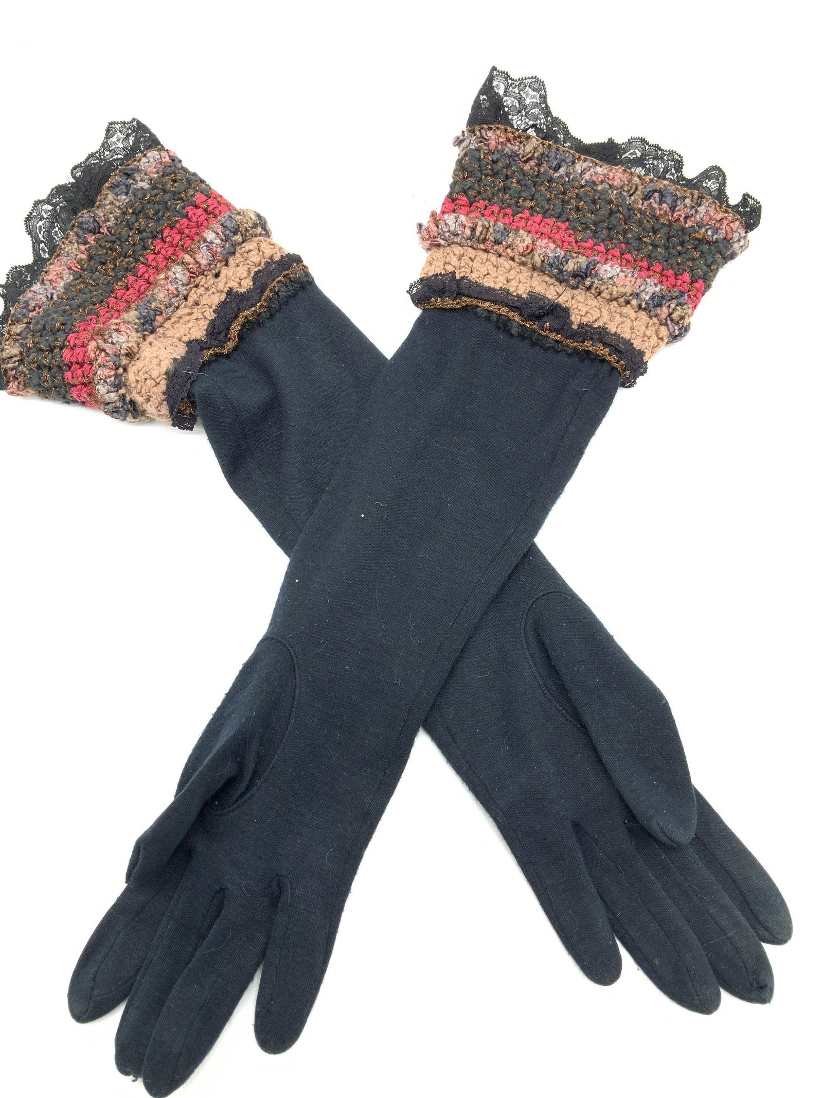 2 pair Ladies Leather and Fabric Fashion Gloves (1 of 7)