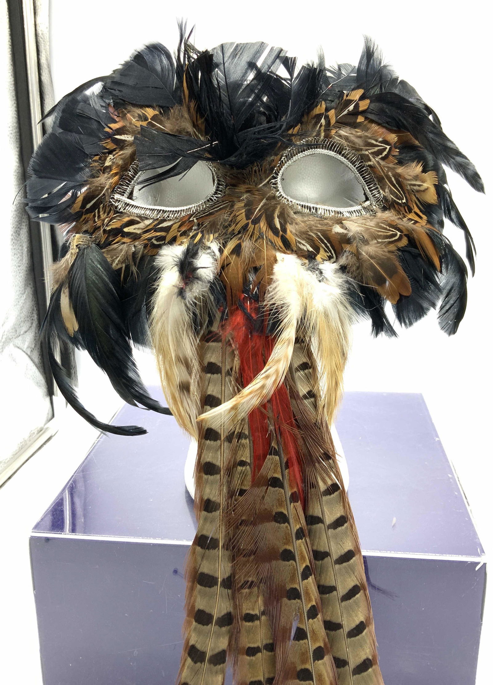 Multi Feather & Pheasant Masquerade Mask (1 of 7)
