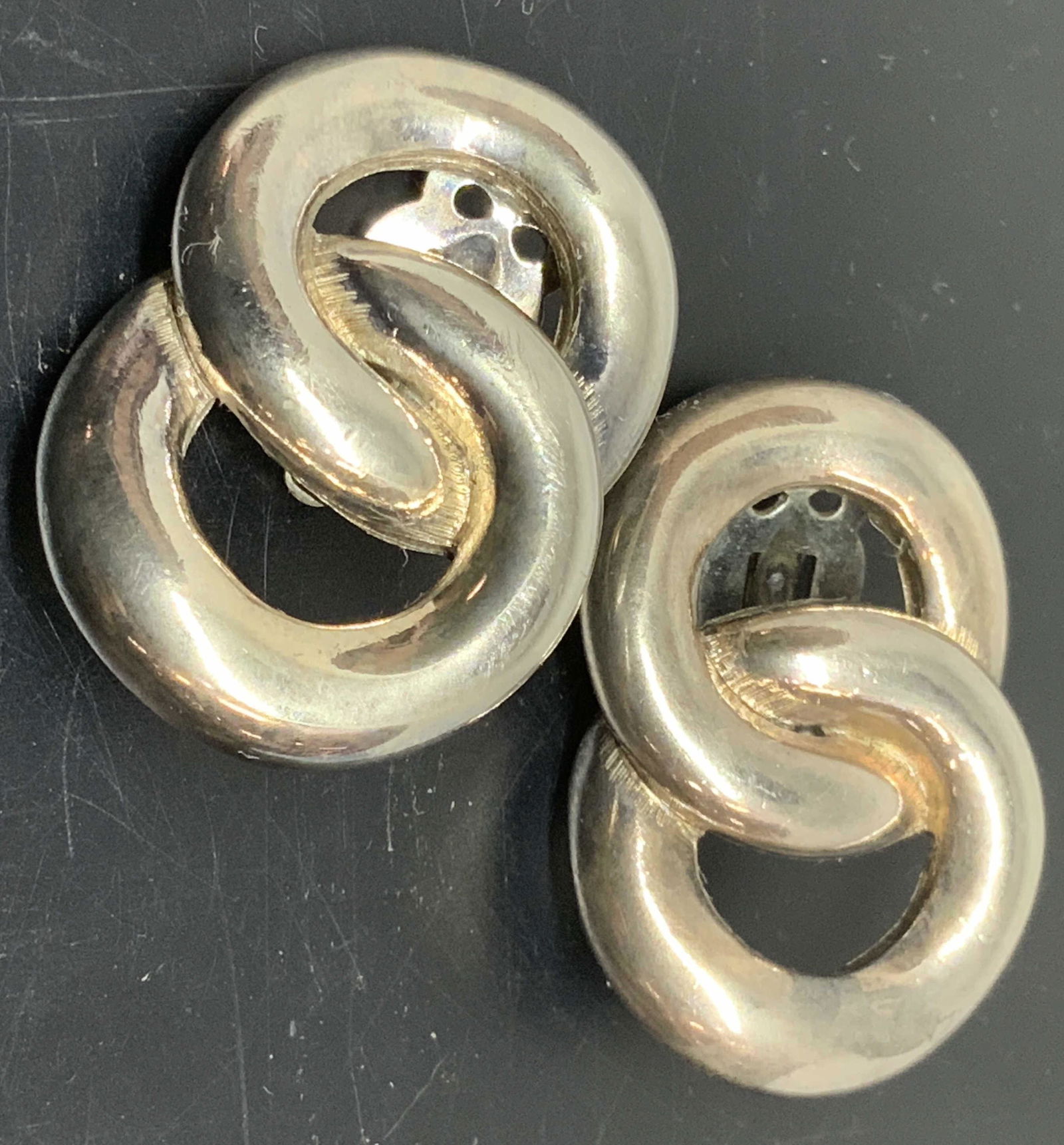 GIVENCHY Silver Toned Figure 8 Clip On Earrings (1 of 8)