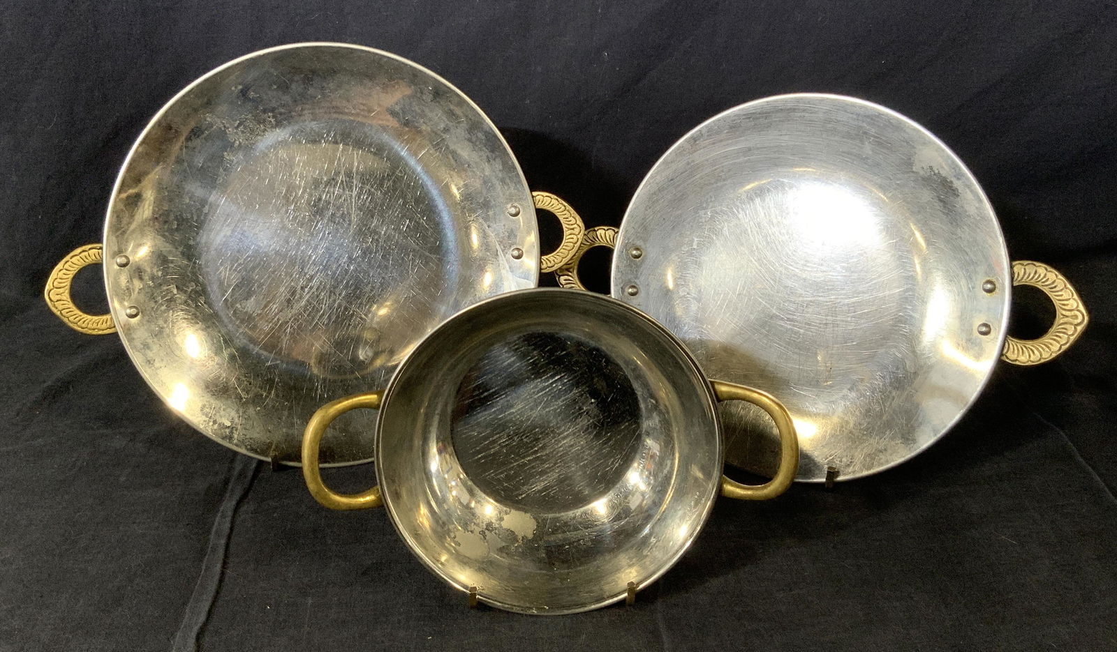 3 Piece TERA Indian White Metal Dishes & Bowl (1 of 10)