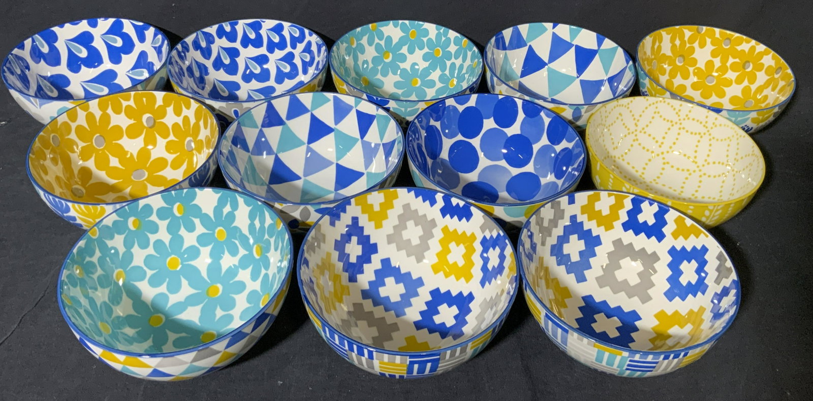 Lot 12 Certified International Blue Bowls: Lot 12 Certified International Blue Bowls, designer label sticker to underside, Certified International, a Westchester County, NY Tableware Importer, Never been used bowls from their designer showroom