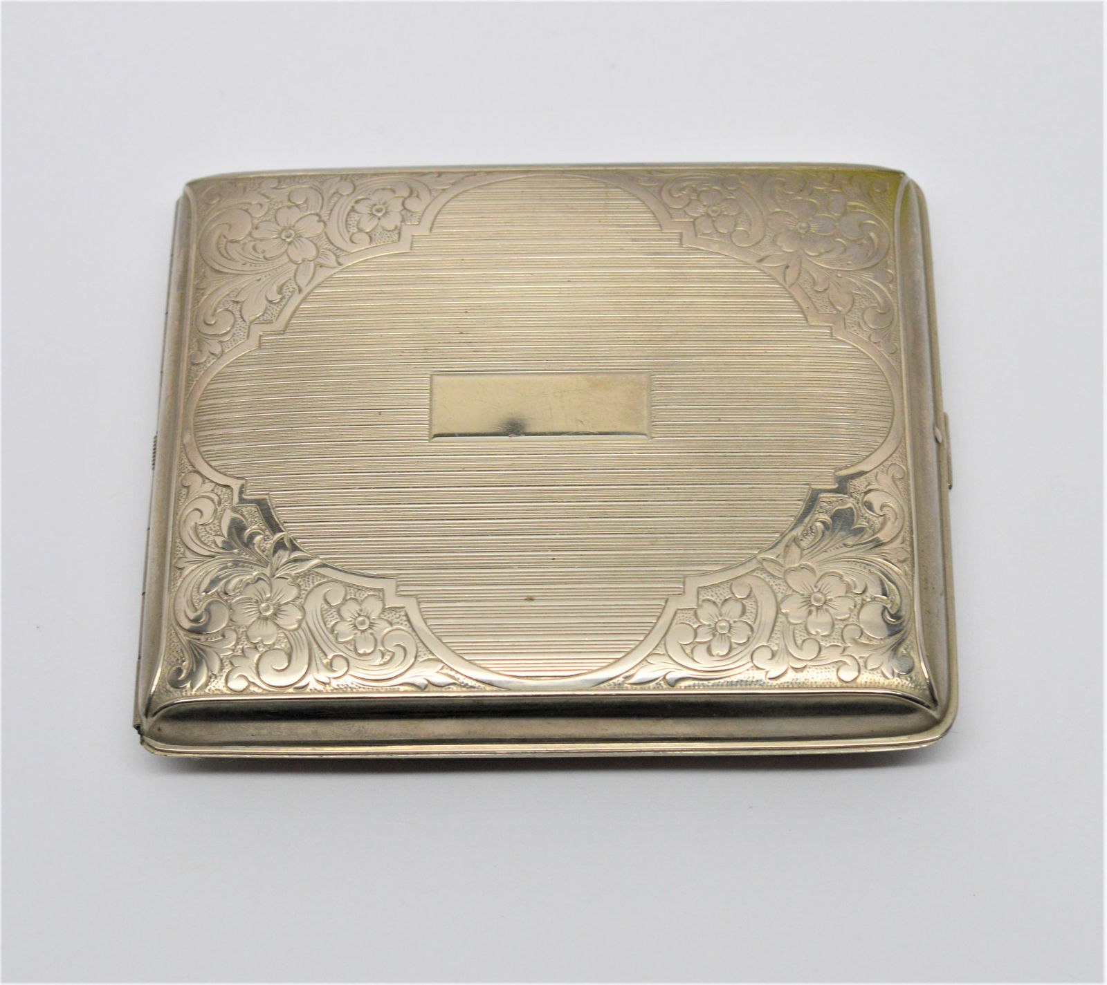 Vintage EVANS Push Button Silver Tn Cigarette Case (1 of 5)
