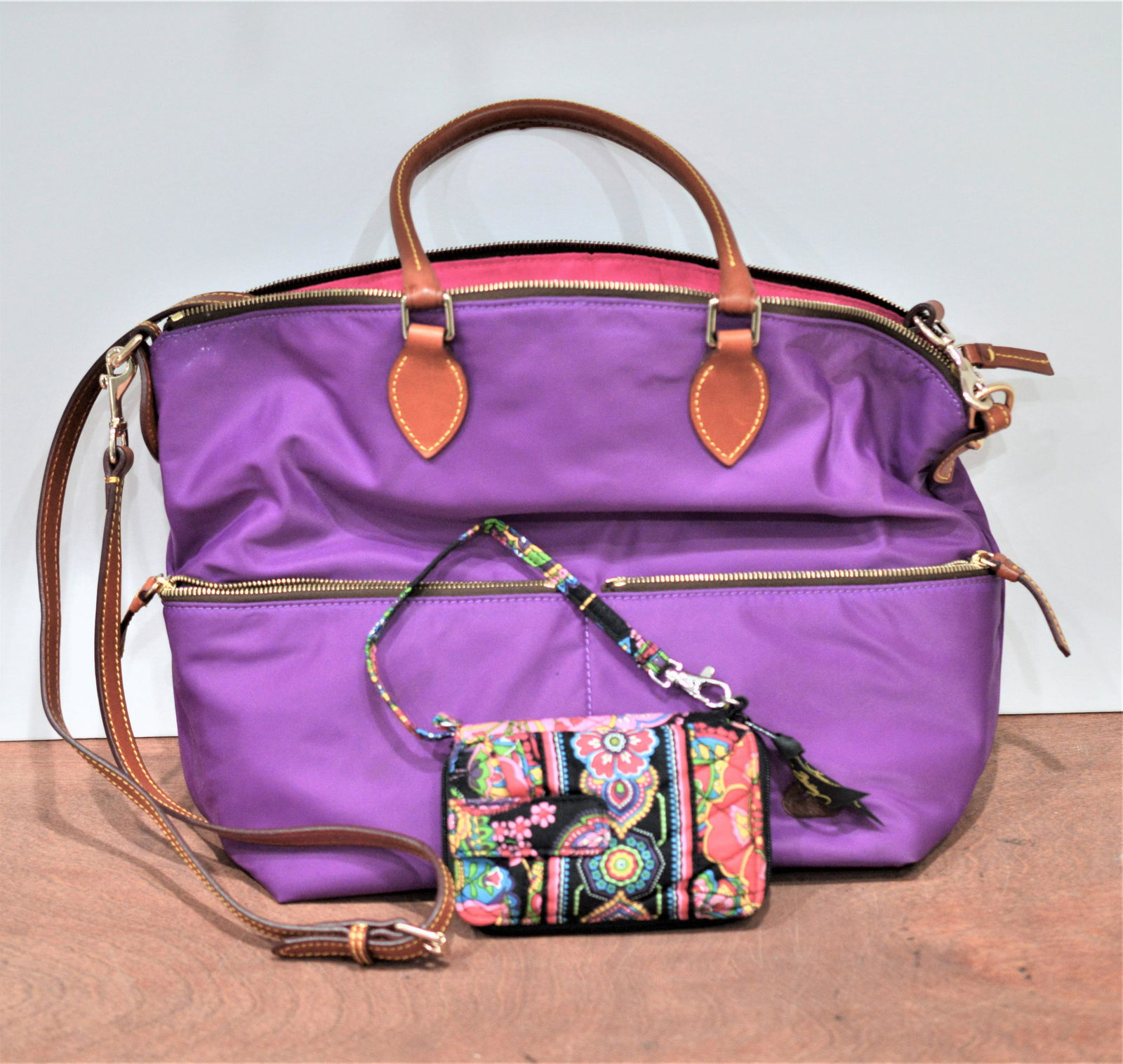 Dooney & Bourke Purple Tote W Vera Bradley Wristl. (1 of 6)