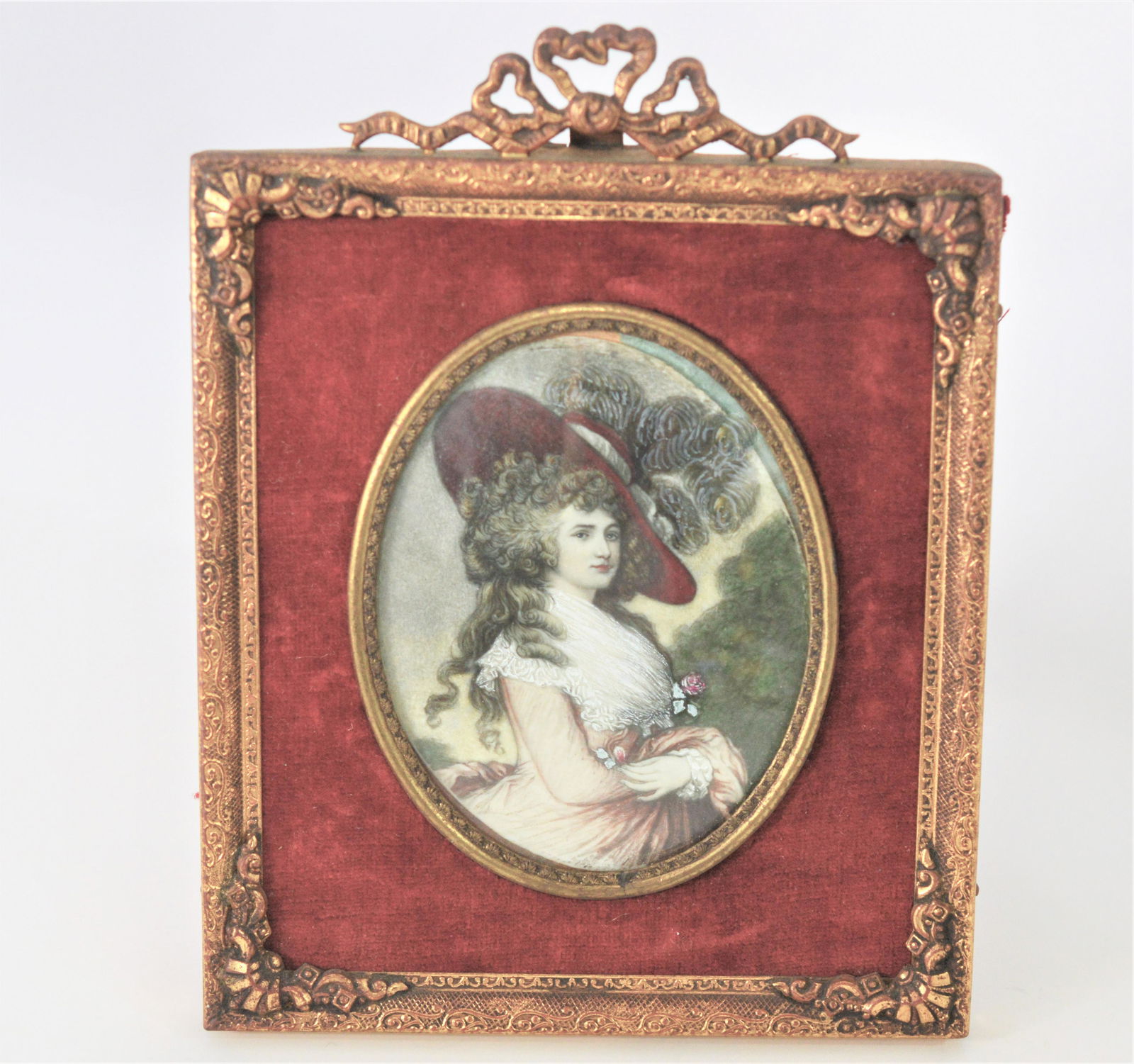Antique Miniature Watercolor Painting W Gilt Frame (1 of 6)