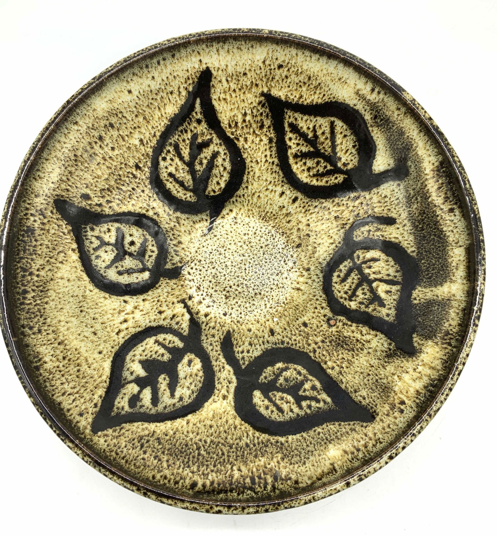 Mid century Ceramic Leaf Motif Glazed Bowl (1 of 5)