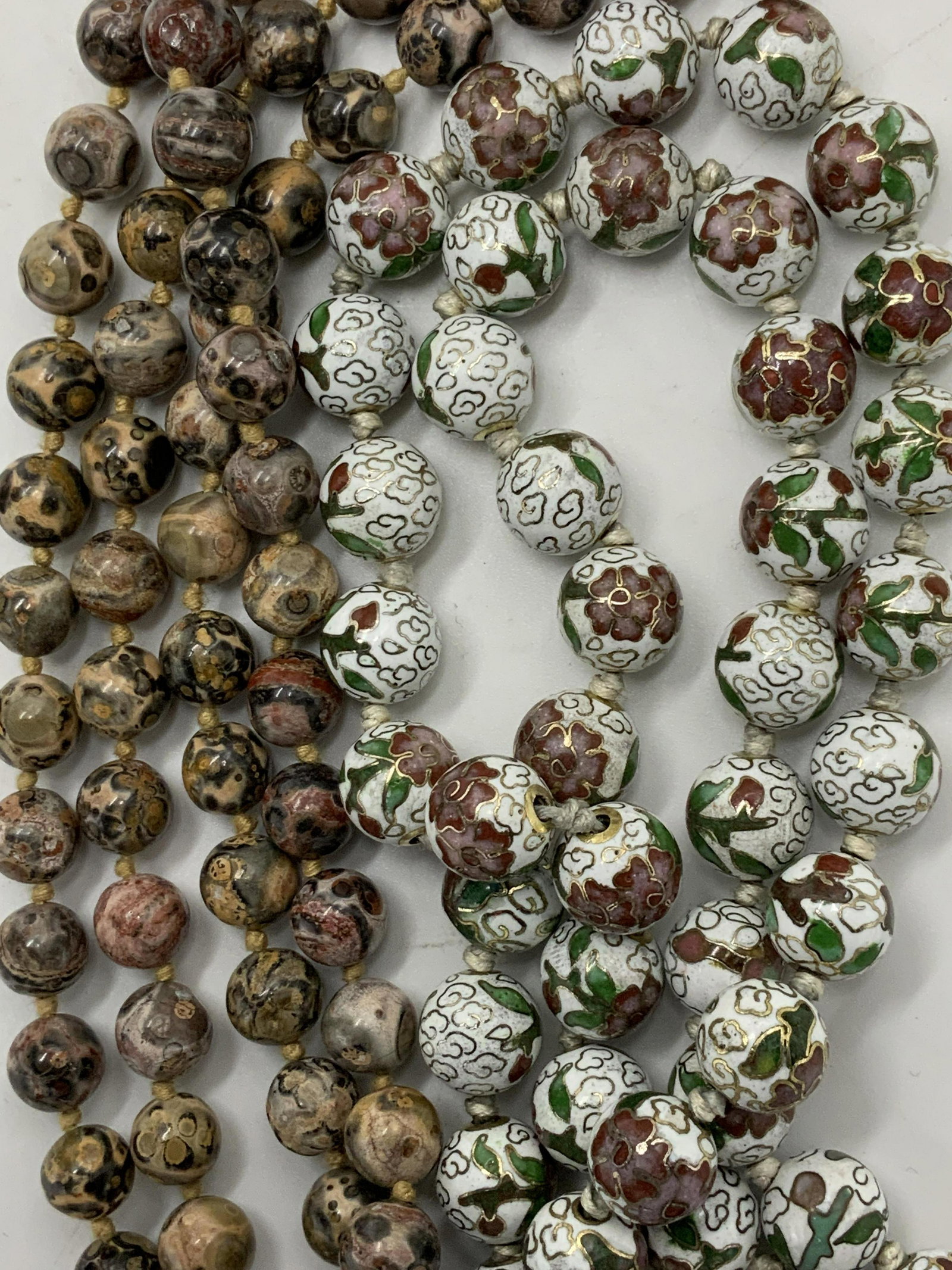 Asian Cloisonné Necklace, Banded Agate Necklace (1 of 5)