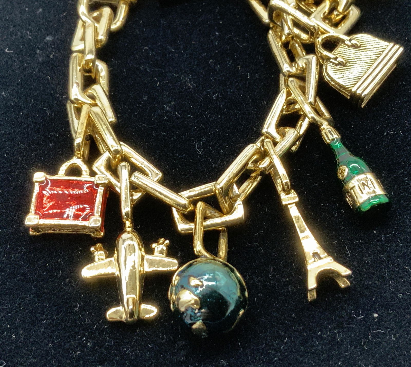 Around The World Enamel Charm Bracelet, Gold Tone (1 of 6)