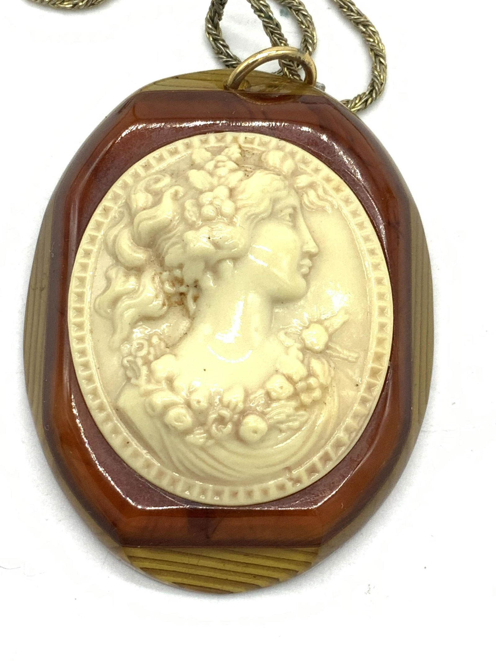 Victorian Cameo Prendant, Resin and Amber Style (1 of 4)