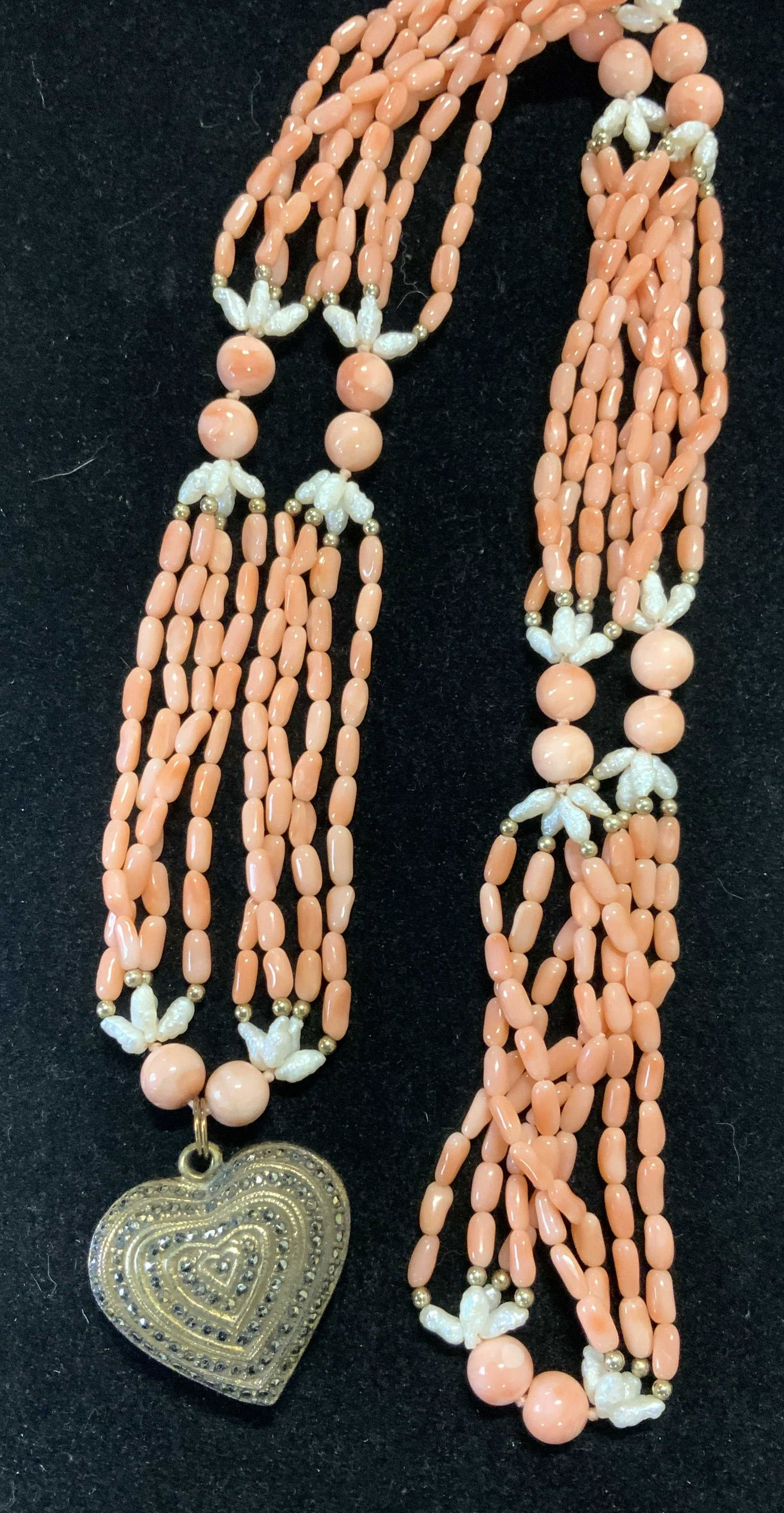 Natural Coral and Freshwater Pearl Necklace (1 of 5)