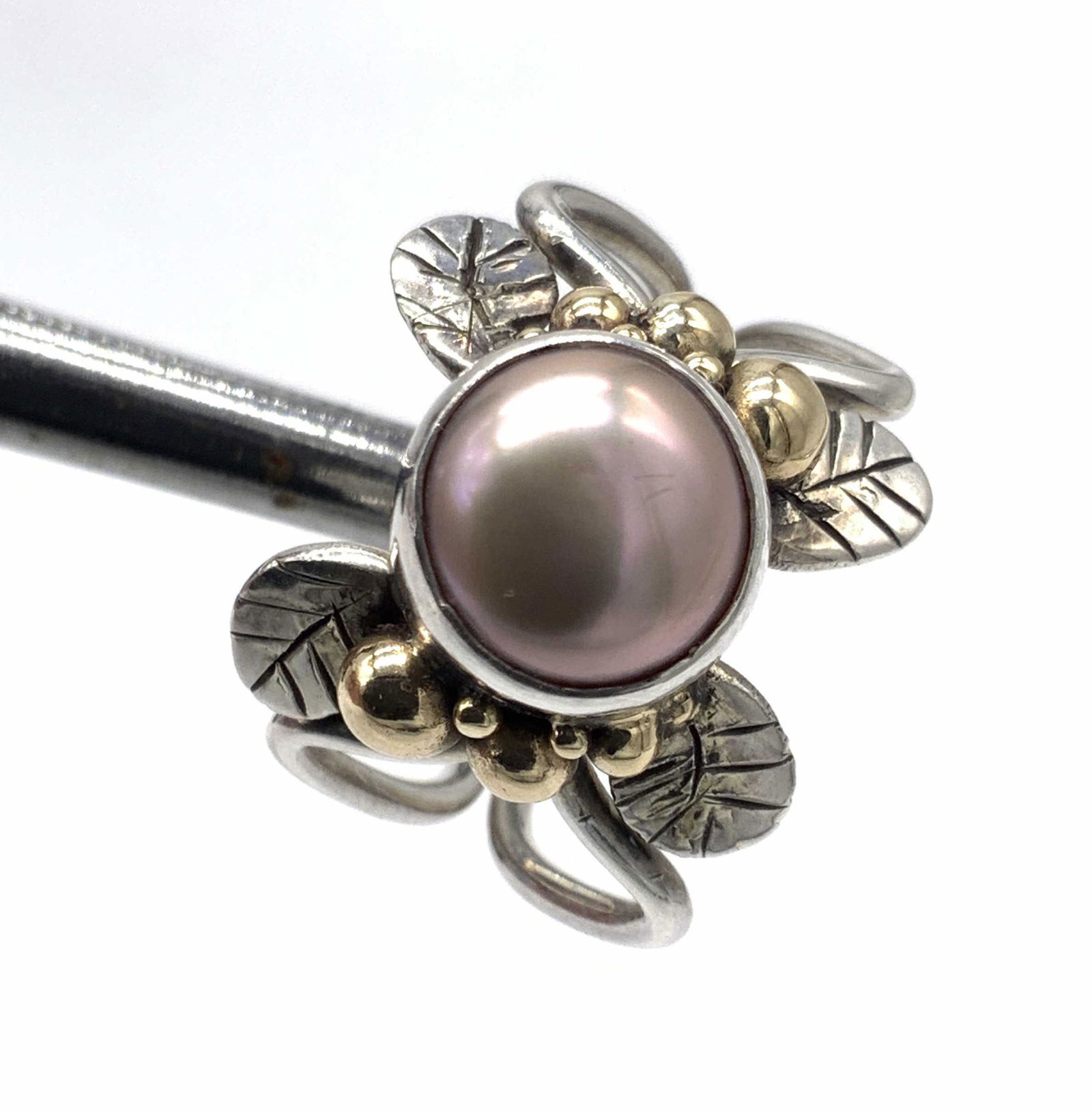 STERLING SILVER Pearlescent Art Nouveau Style Ring (1 of 14)
