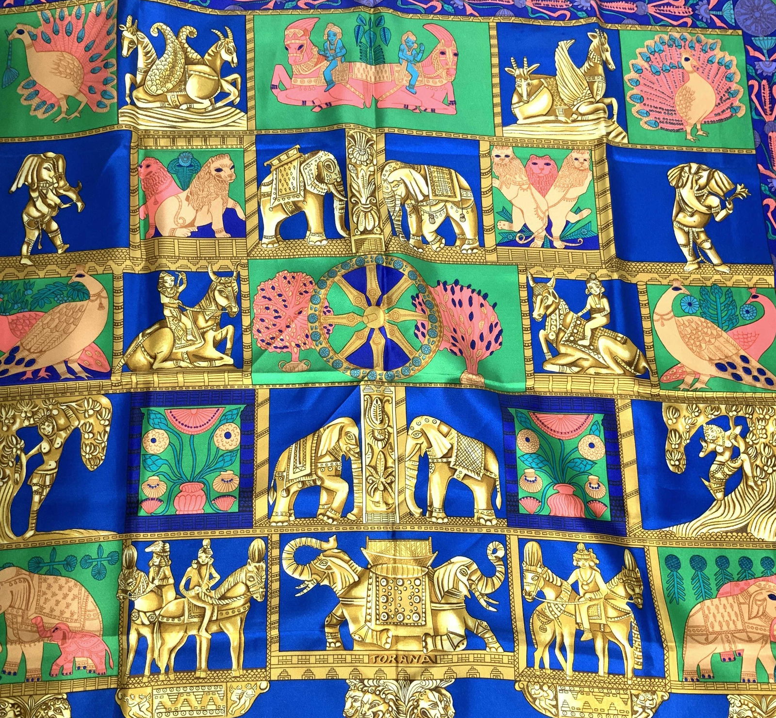 HERMES PARIS Egyptian Lion Peacock Scarf, France (1 of 8)
