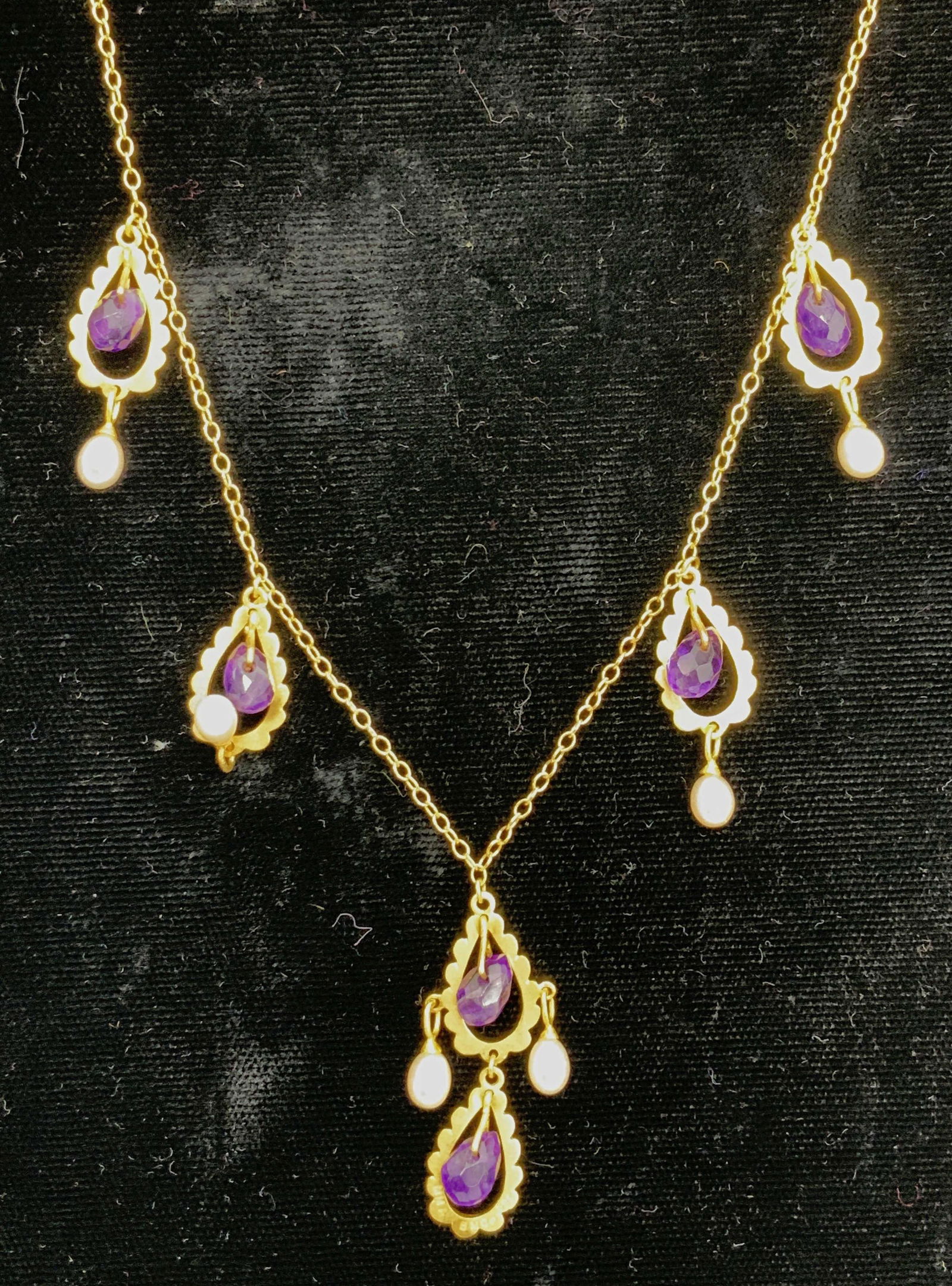 14K MMA Princess Necklace w Amethyst stones (1 of 5)