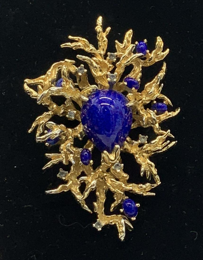 Brutalist PANETTA Lapis Statement Brooch/Pendant (1 of 6)