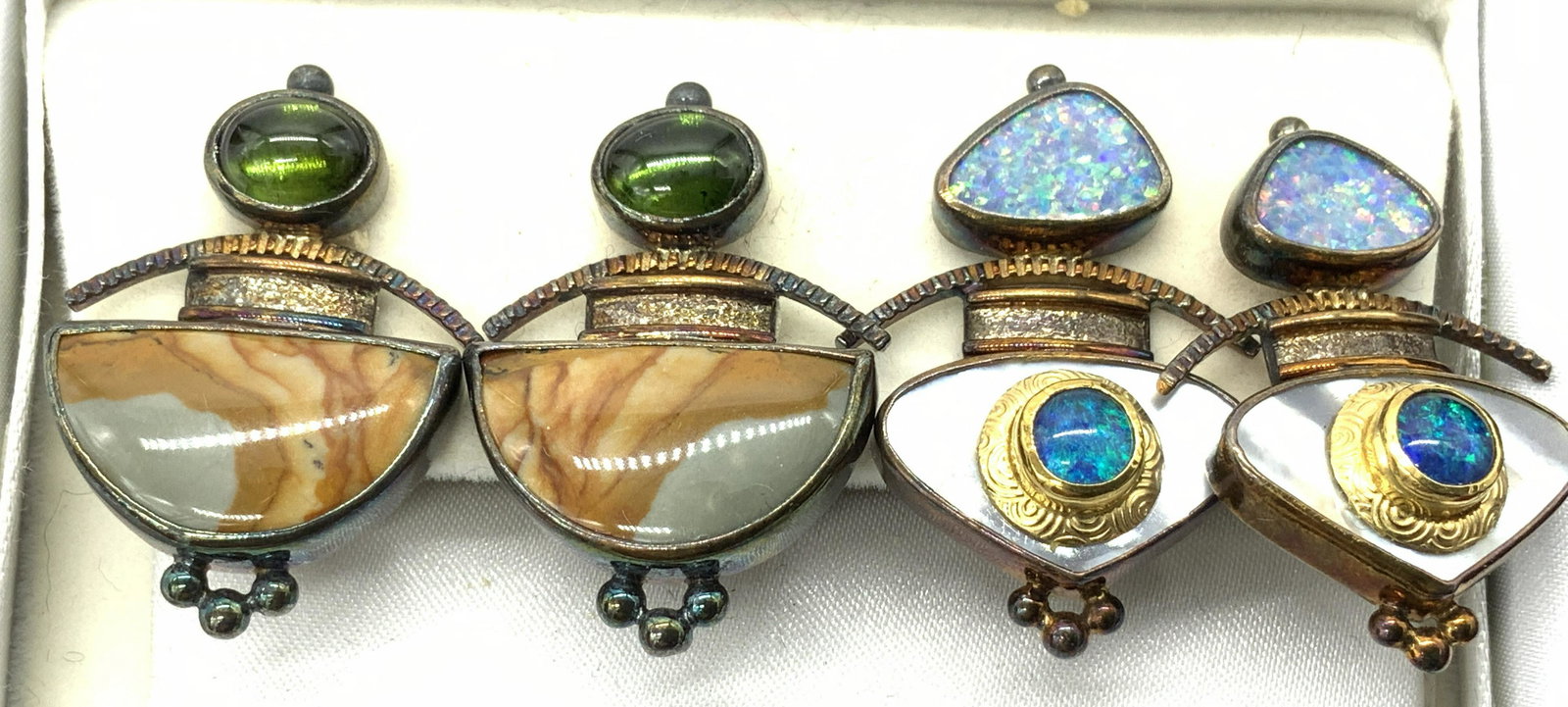 TRICIA YOUNG 2 Pr Sterling Clip On Earrings, Box (1 of 6)