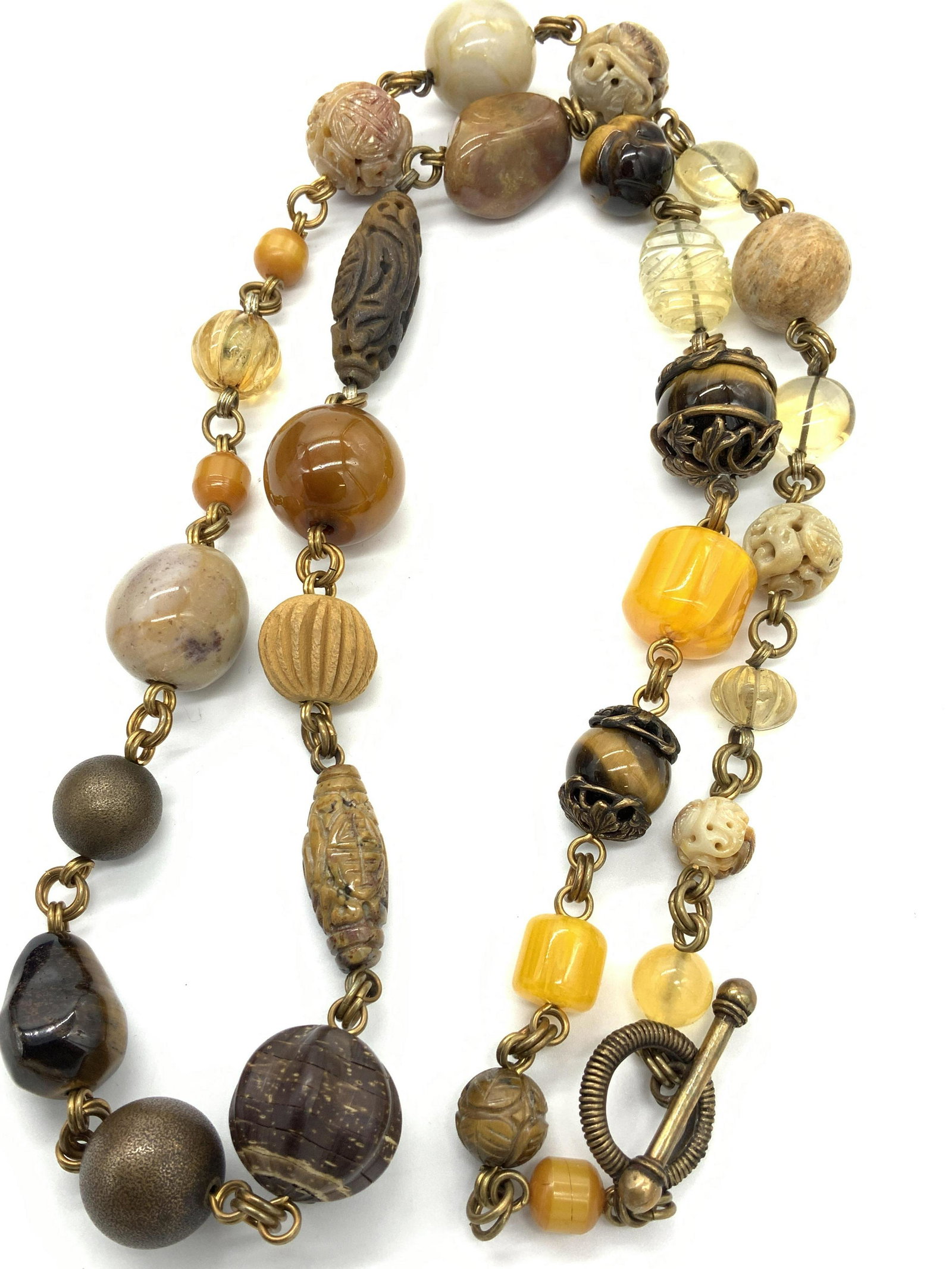 Artisanal Asian Carved and Polished Stone Necklace (1 of 4)