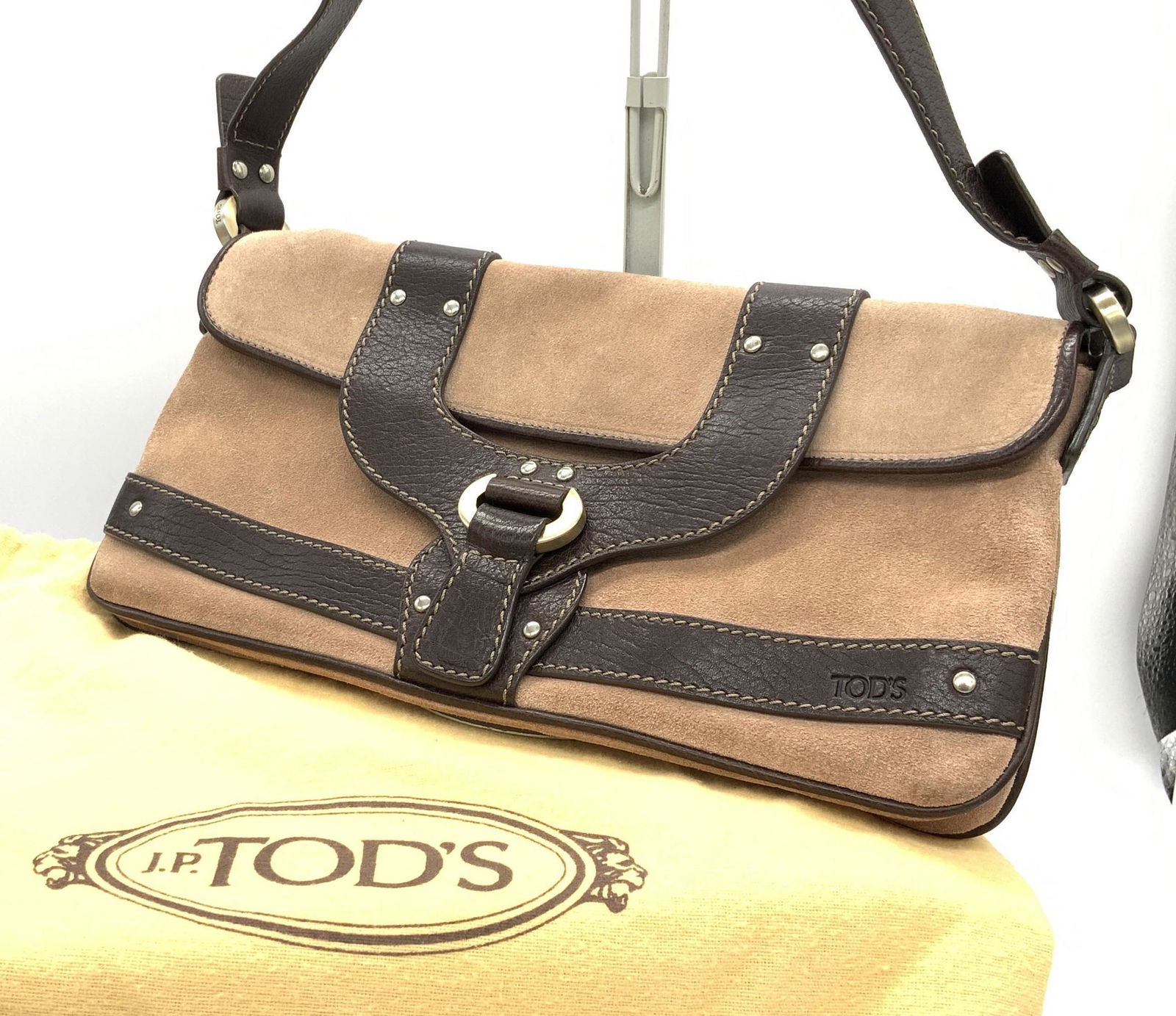 TOD’S Suede & Leather Shoulder Bag, Italy (1 of 8)