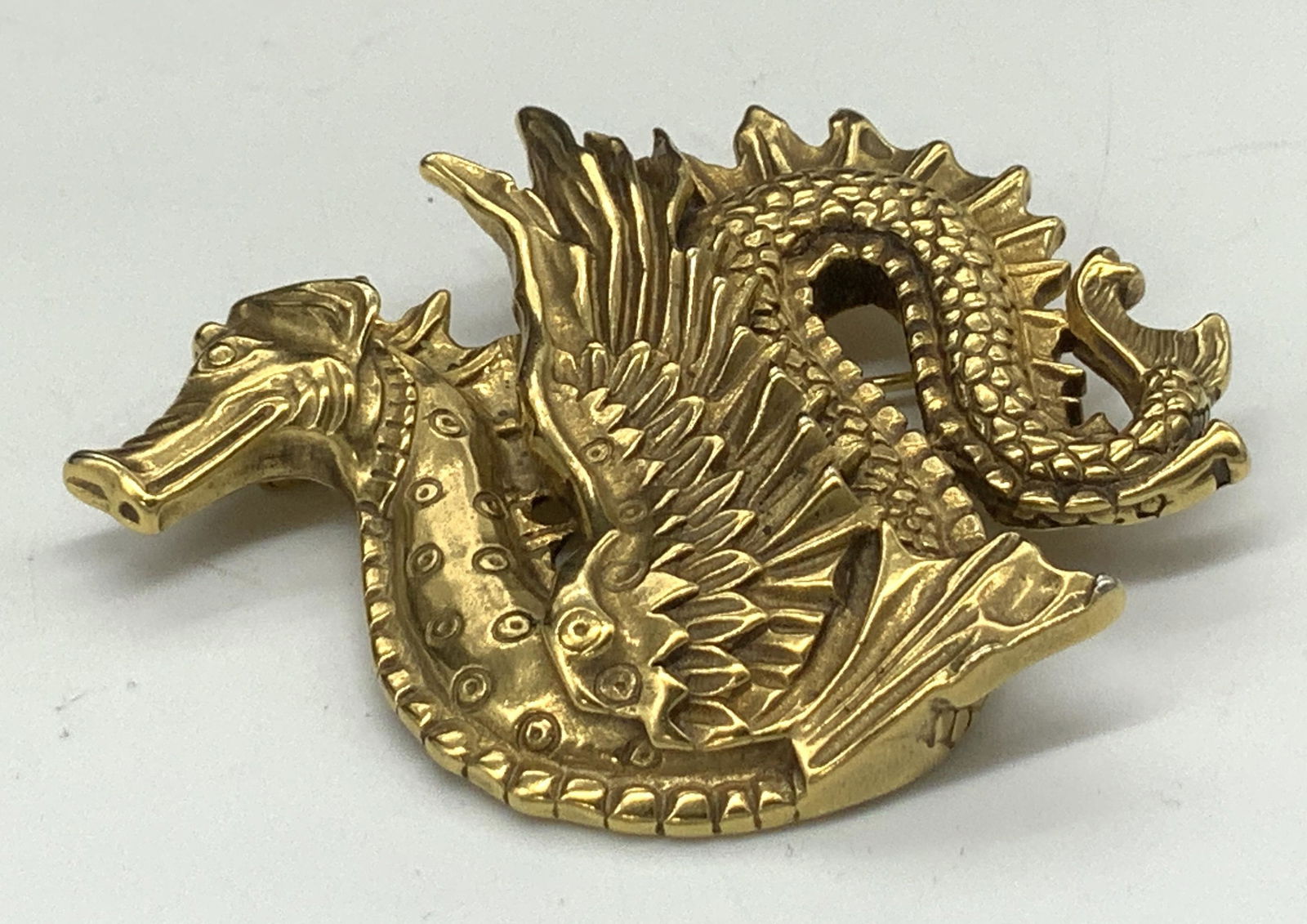 MMA Chinese Brass Dragon Brooch/ Pendant (1 of 5)