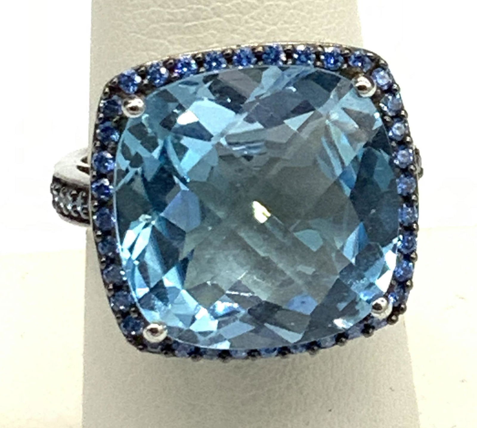 RUF Sterling Silver Lrg Blue Topaz Cocktail Ring (1 of 6)