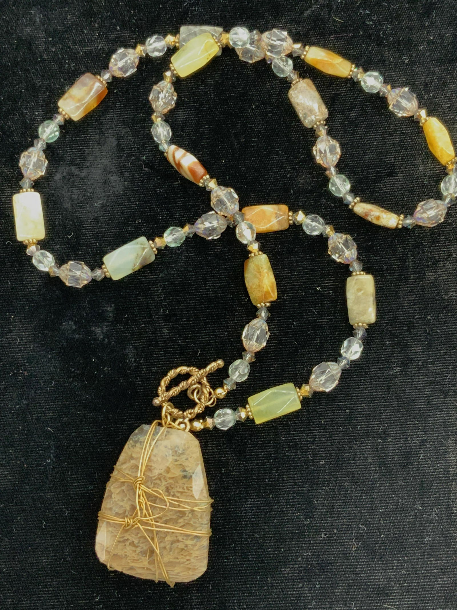 Hand Beaded Natural Stone Toggle Necklace (1 of 5)