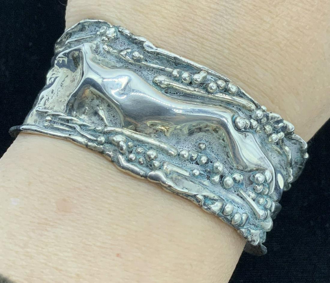Sterling Silver Embossed Sculptural Cuff (1 of 5)