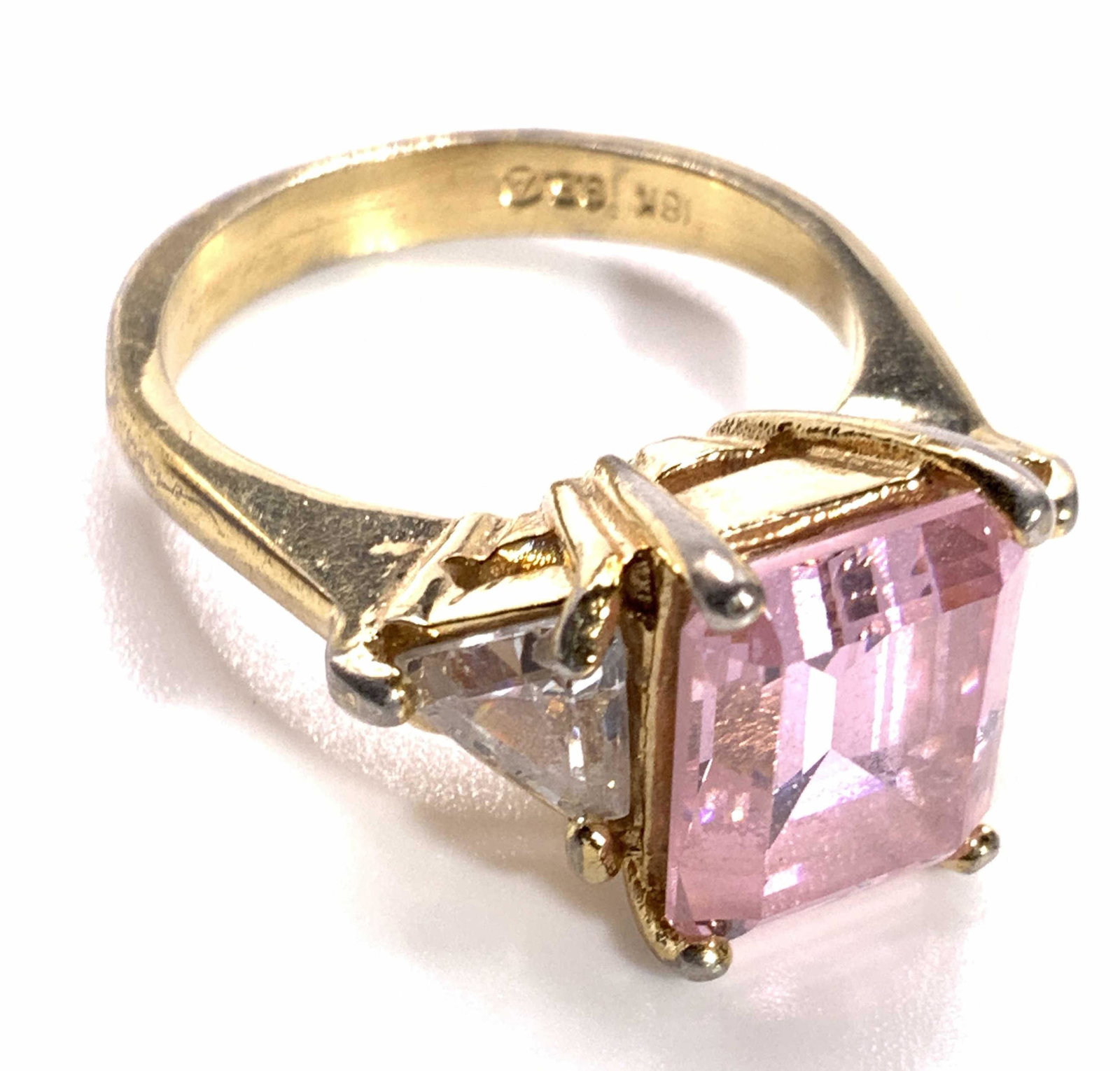 Vintage 18K Gold Filled Emerald Cut Crystal Ring (1 of 9)