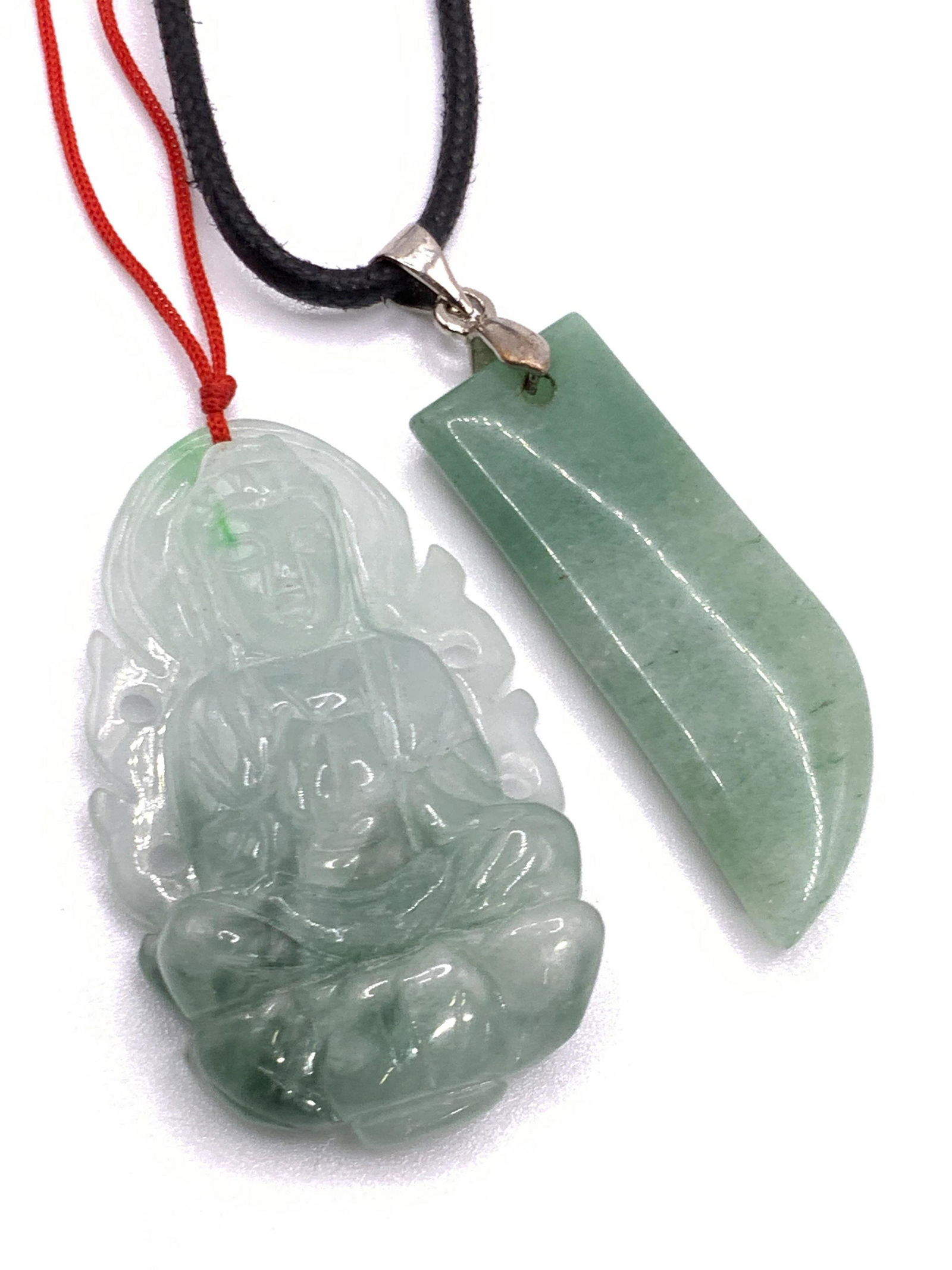 2 Carved & Polished JADE Stone Necklace Pendants (1 of 8)