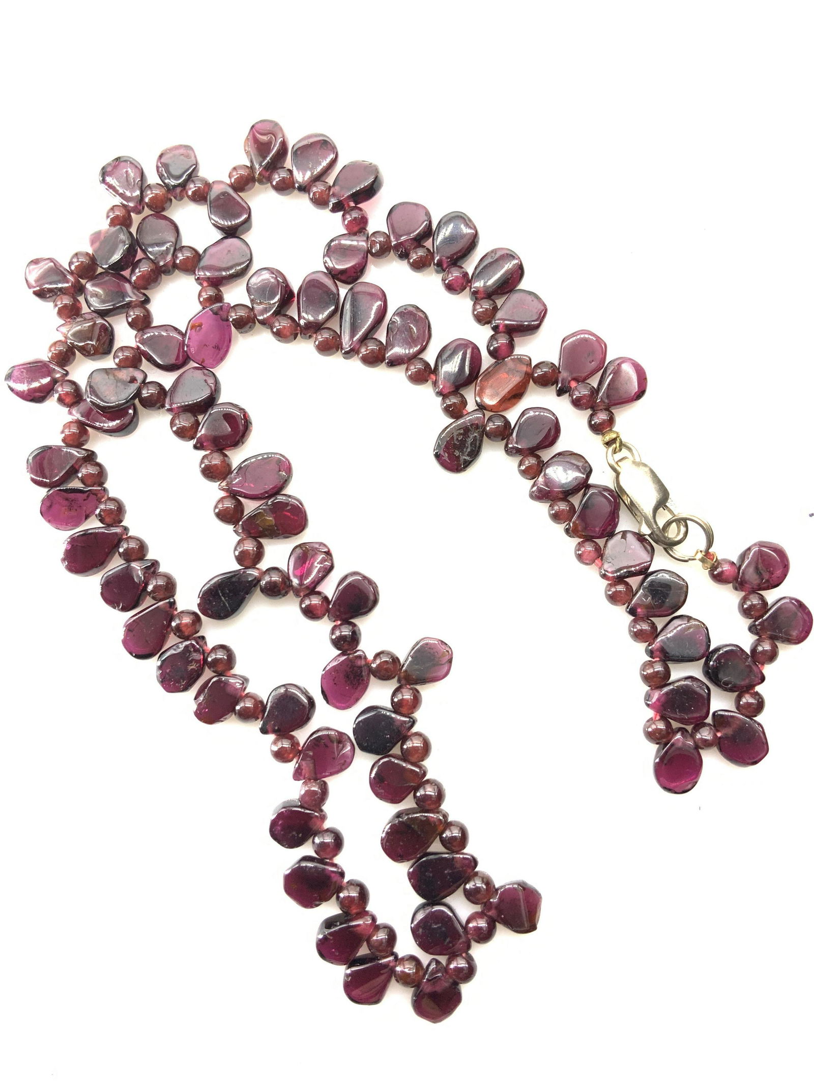Rhodolite Garnet Polished Bead Necklace, SS clasp (1 of 4)