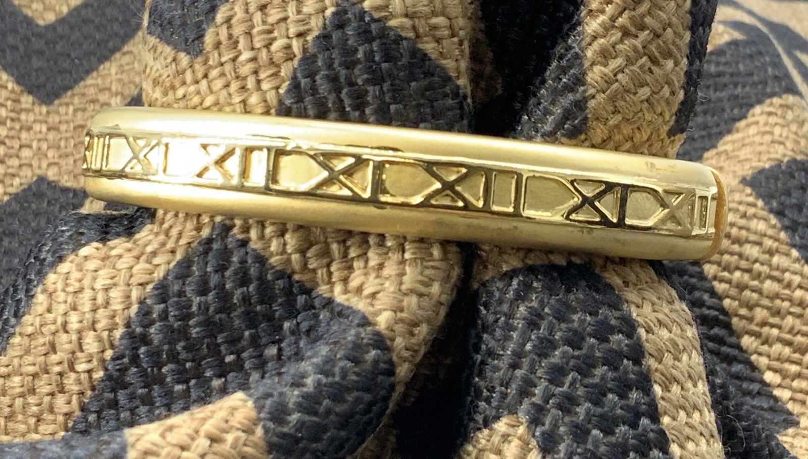 Roman Numeral Brushed Gold Bangle Bracelet (1 of 6)