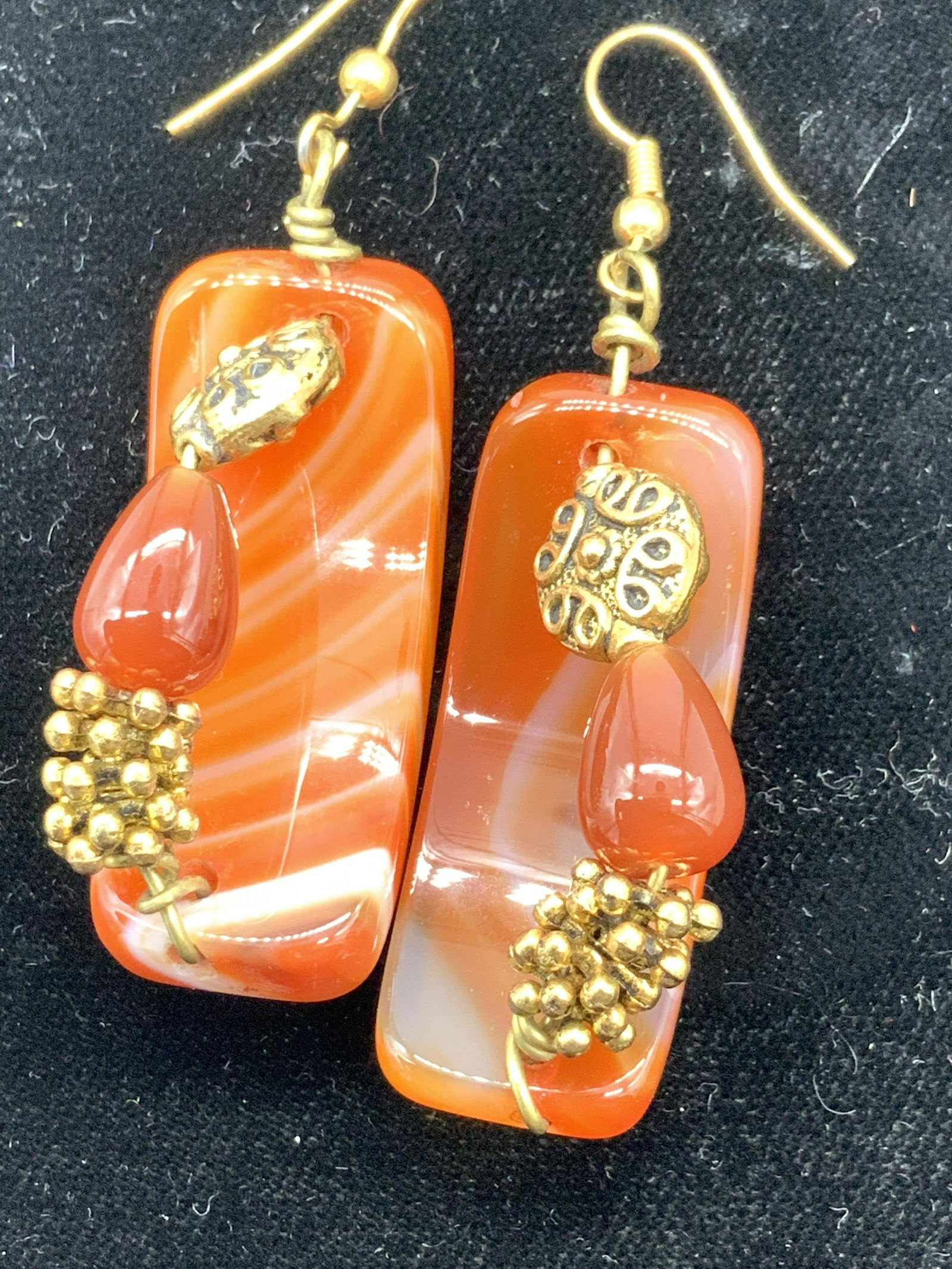 2 Pair Orange Agate Pendant Earrings (1 of 5)