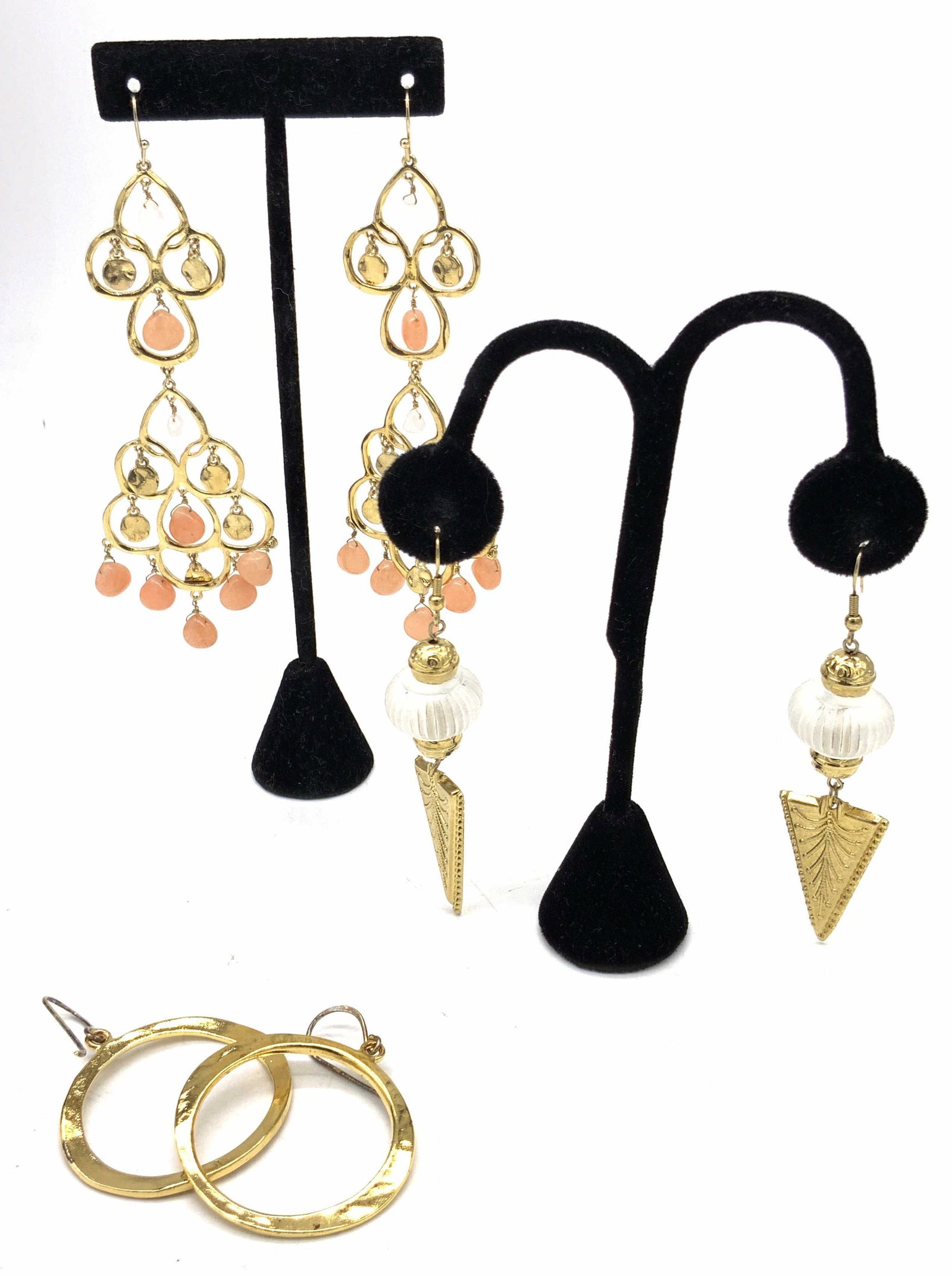Lot 3 Gold Tone Metal Dangle Drop Earrings (1 of 8)