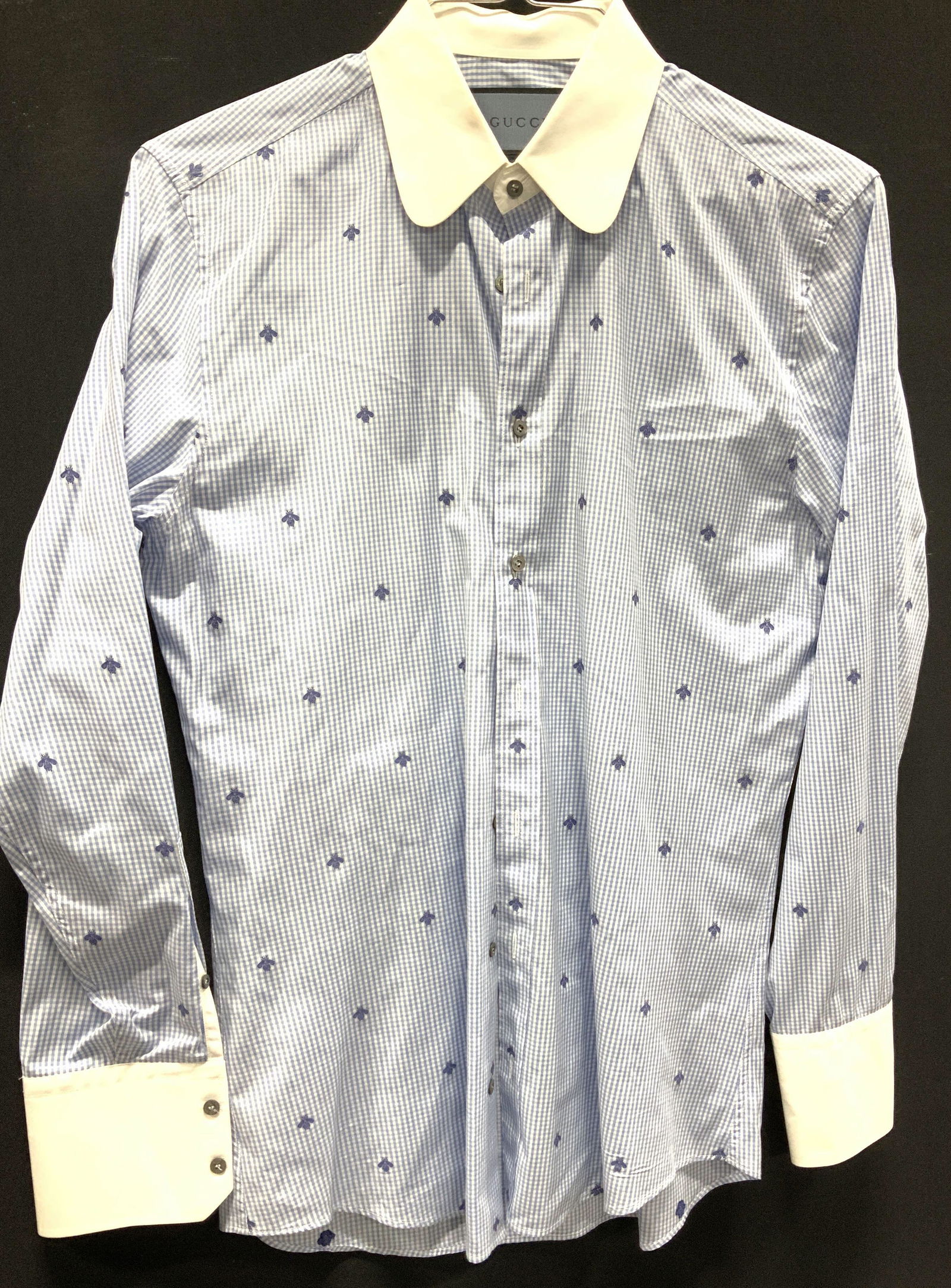 Gucci Gingham & Bee Lux Men’s Dress Shirt, New (1 of 8)