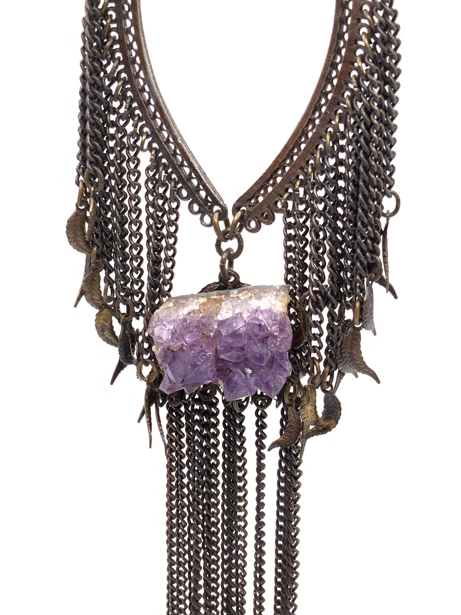 Vintage AMETHYST Pendant Bib Necklace (1 of 10)
